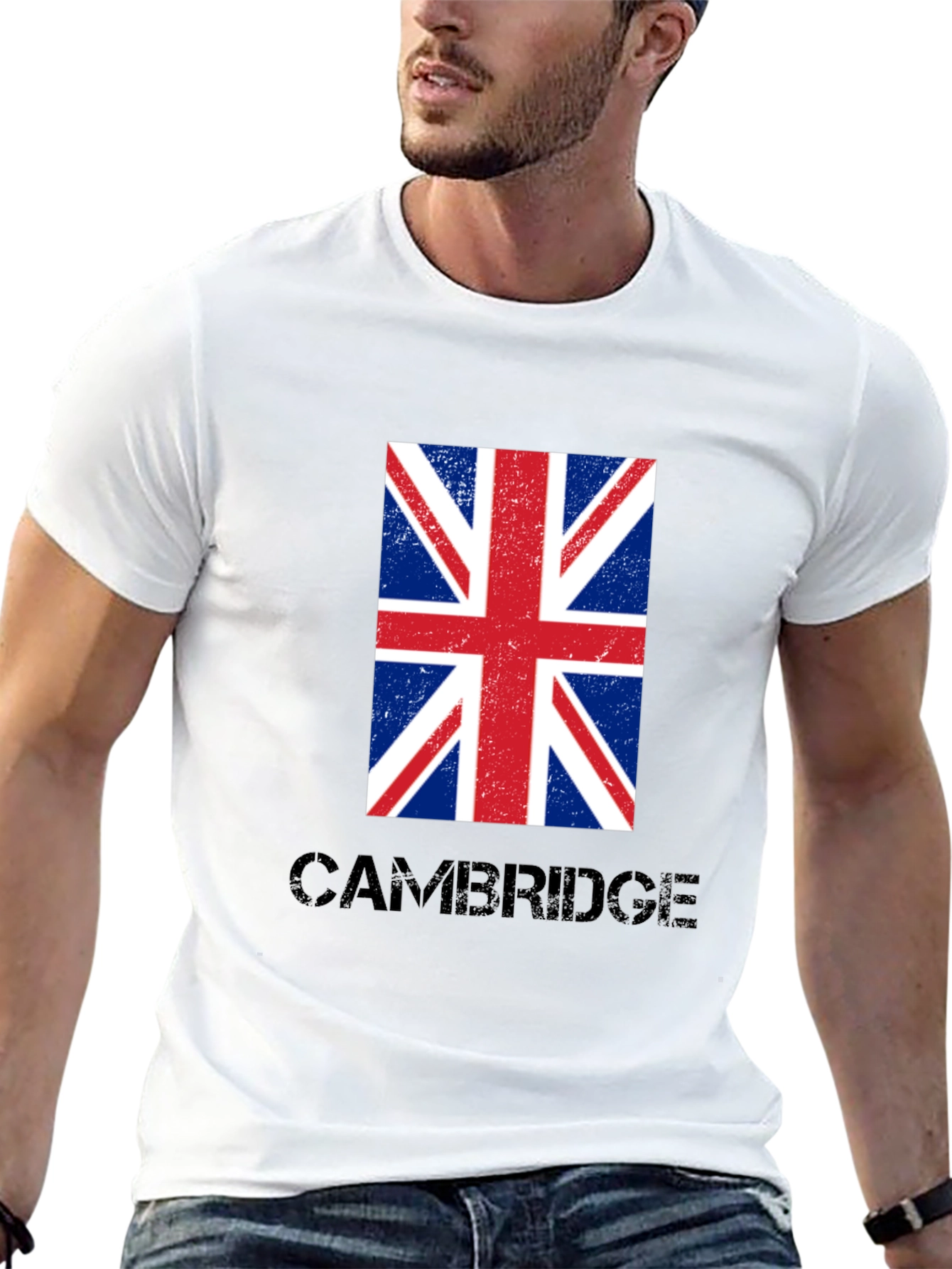 Cambridge UK Flag Graphic T-Shirt - Black Cotton Tee