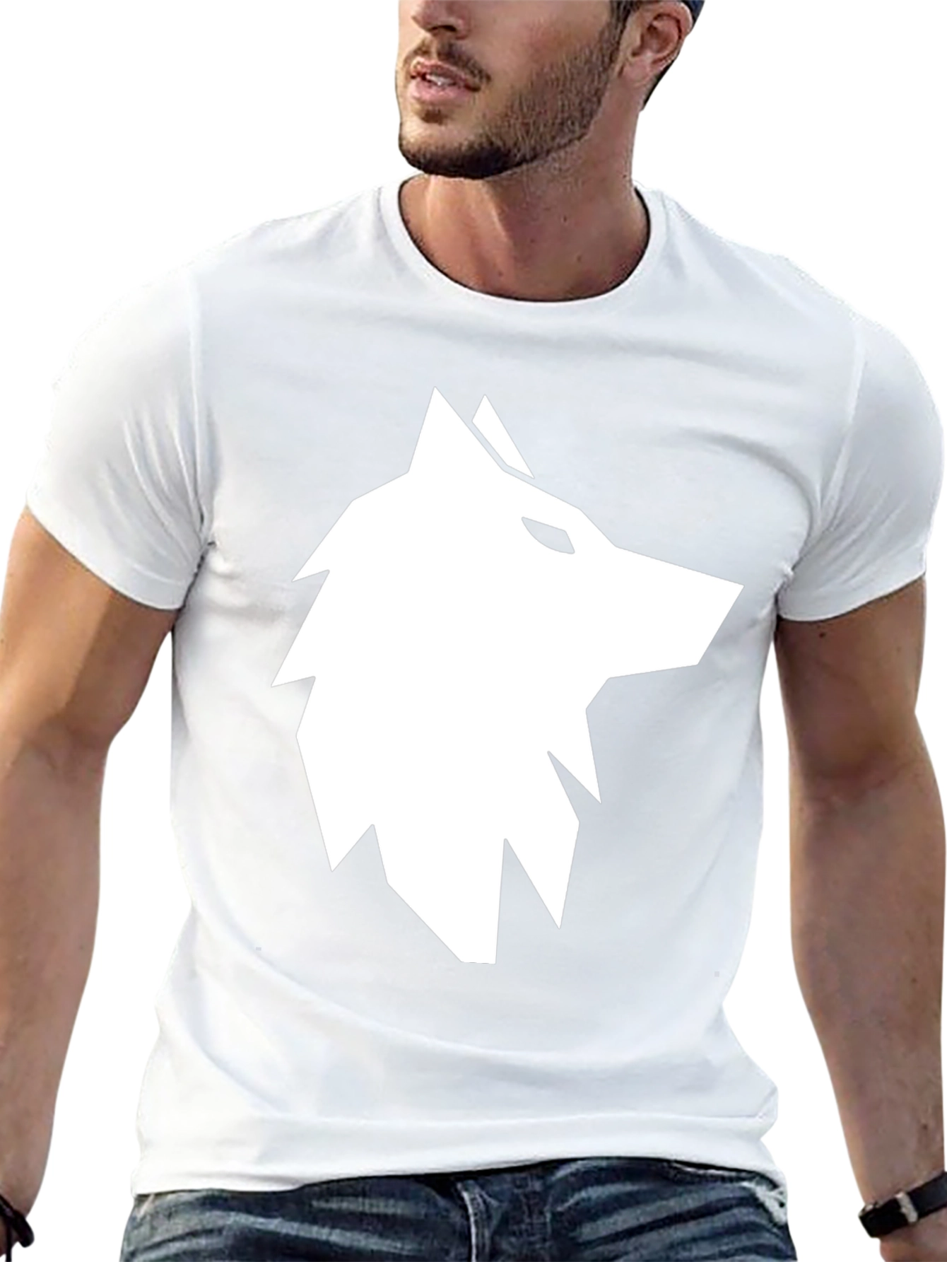 Geometric Wolf Graphic Tee - Black
