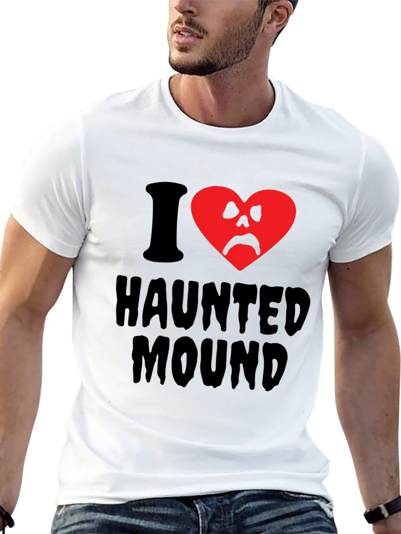 Haunted Mound T-Shirt - Spooky Heart Design
