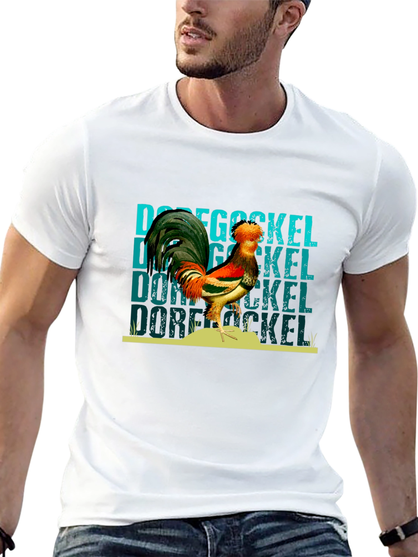 Dorf Gockel Rooster Graphic Black T-Shirt