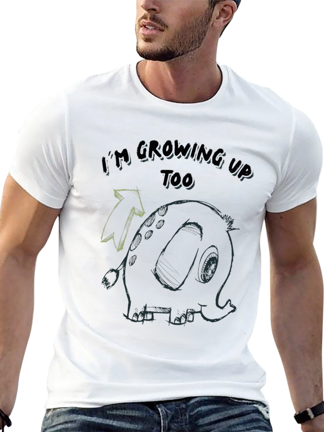 Growing Up Tee - Elephant Cartoon Black T-Shirt