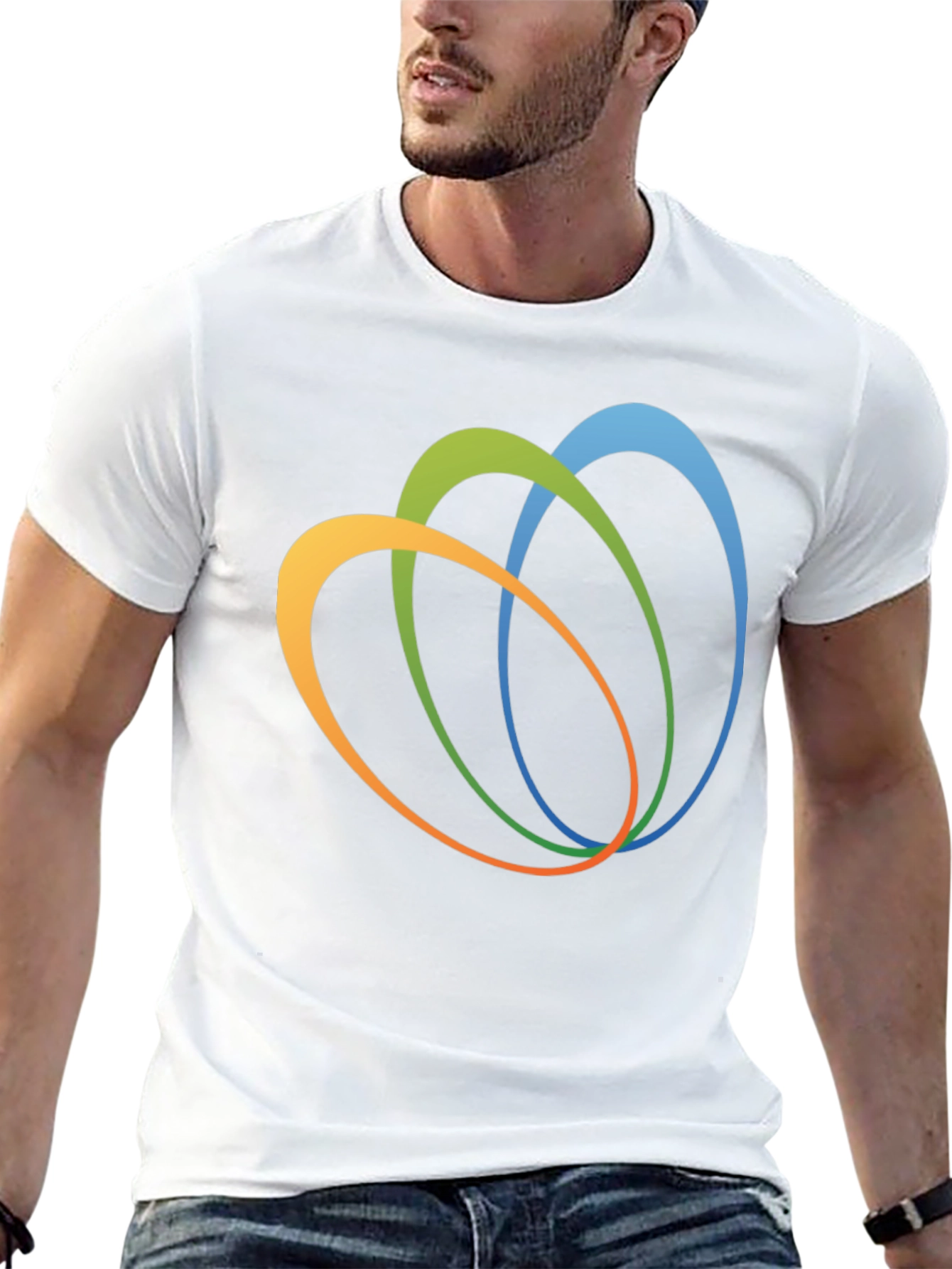 Abstract Oval Design Black T-Shirt