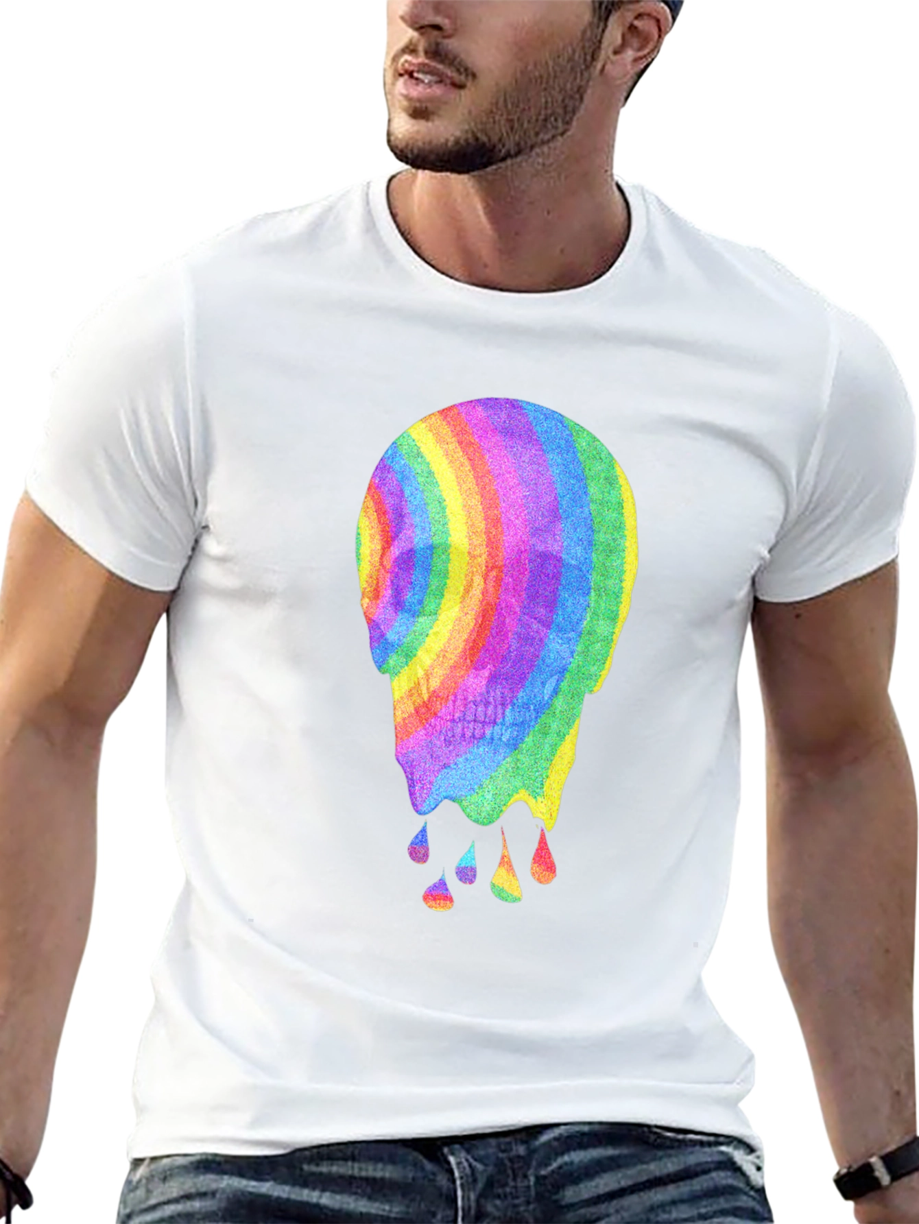 Rainbow Melting Skull Graphic Tee