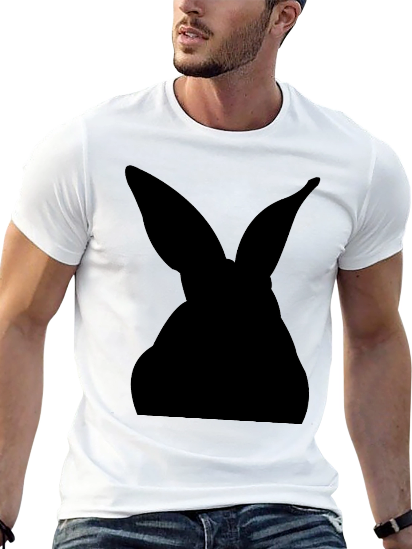 Black Rabbit Silhouette Graphic Tee - Easter Gift