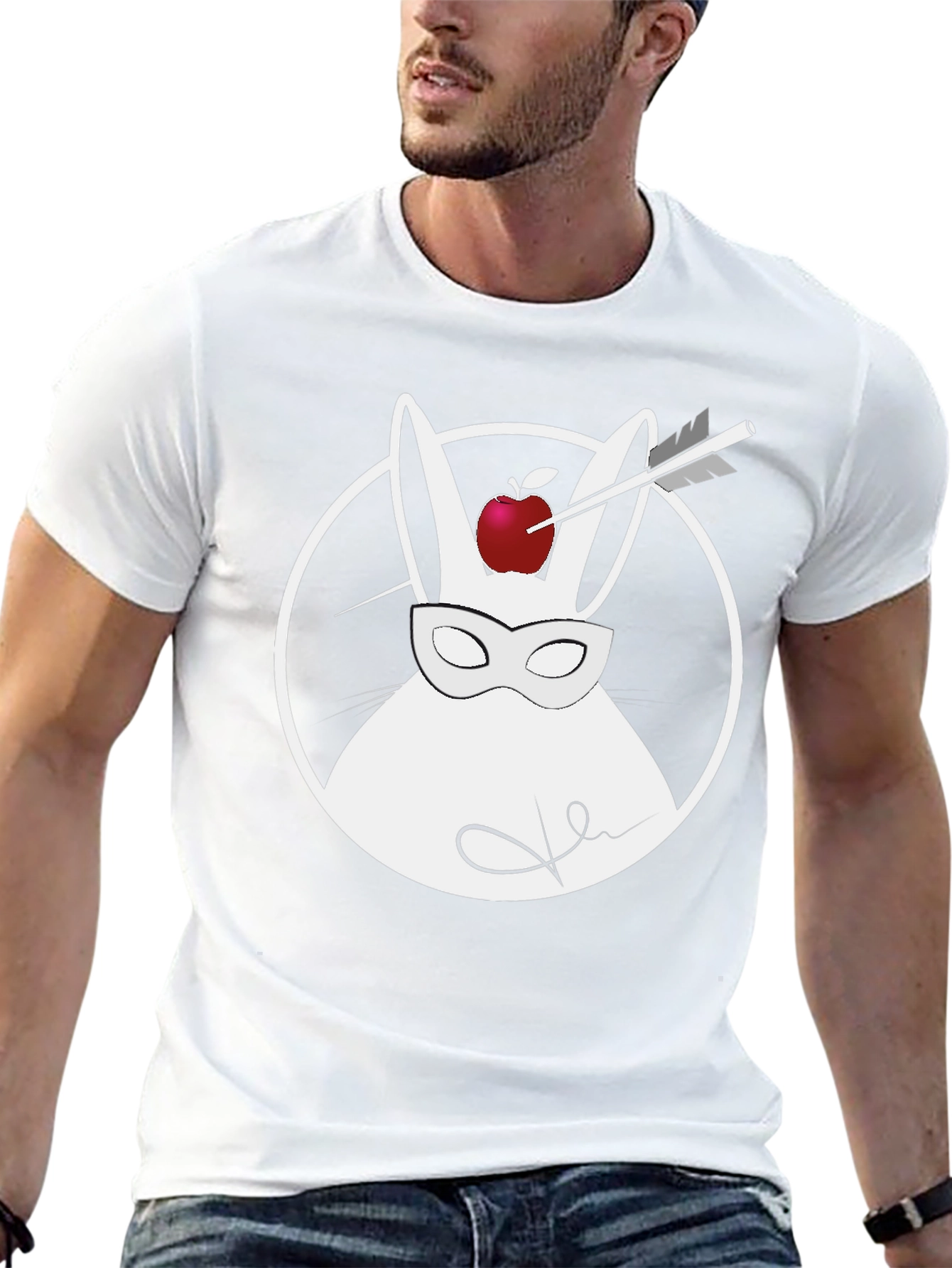 Rabbit Archer Graphic Tee - Black Cotton Shirt