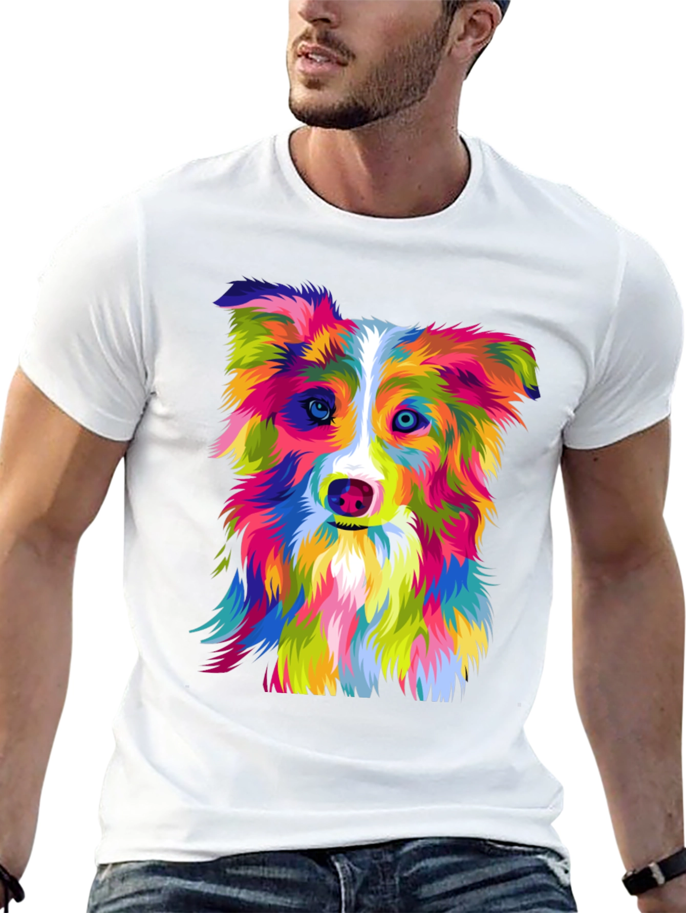 Colorful Dog Graphic T-Shirt