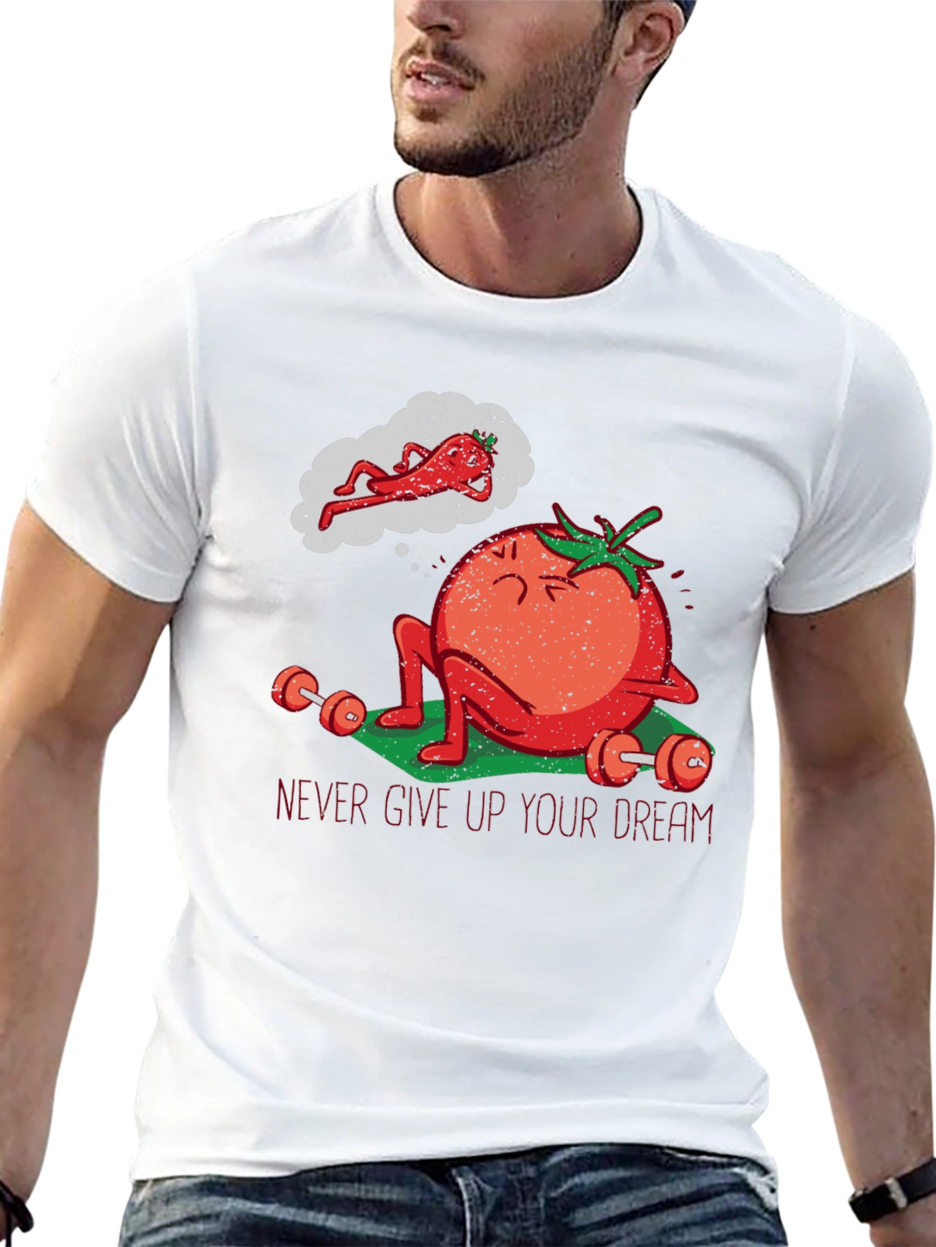 Tomato Gym Workout T-Shirt - Never Give Up!