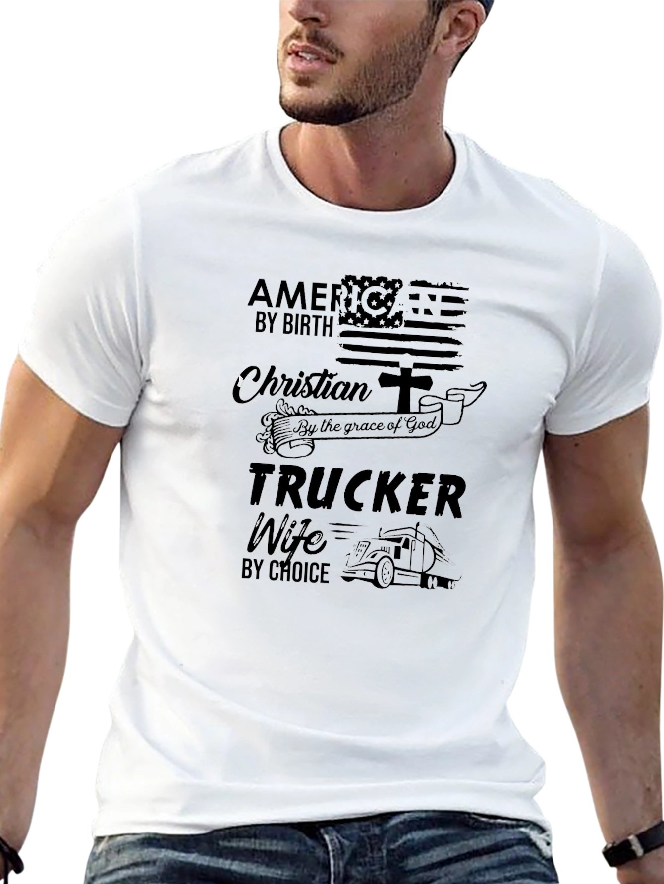 Christian Trucker Wife Black T-Shirt