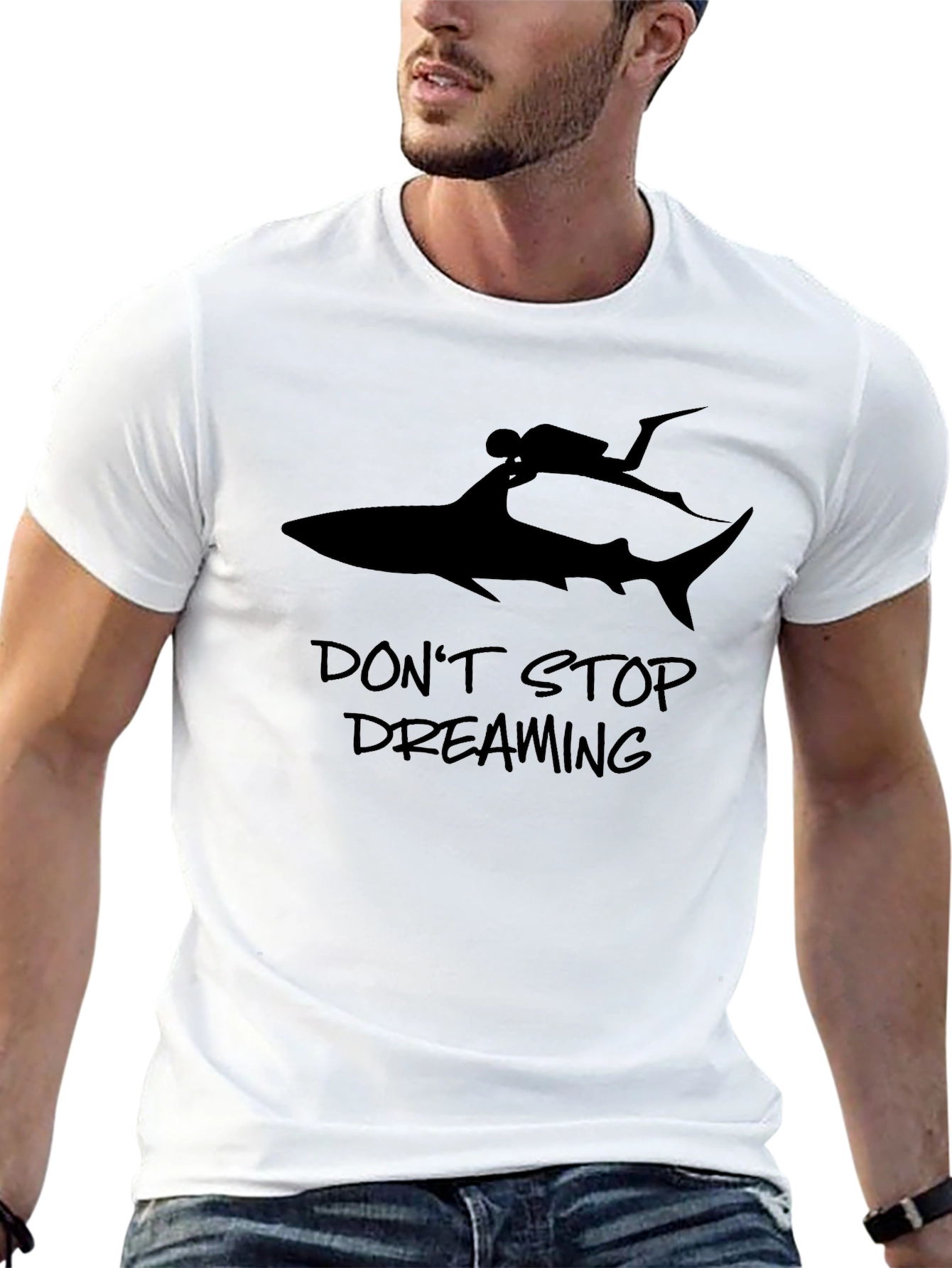 Shark Diver Graphic T-Shirt - Dont Stop Dreaming
