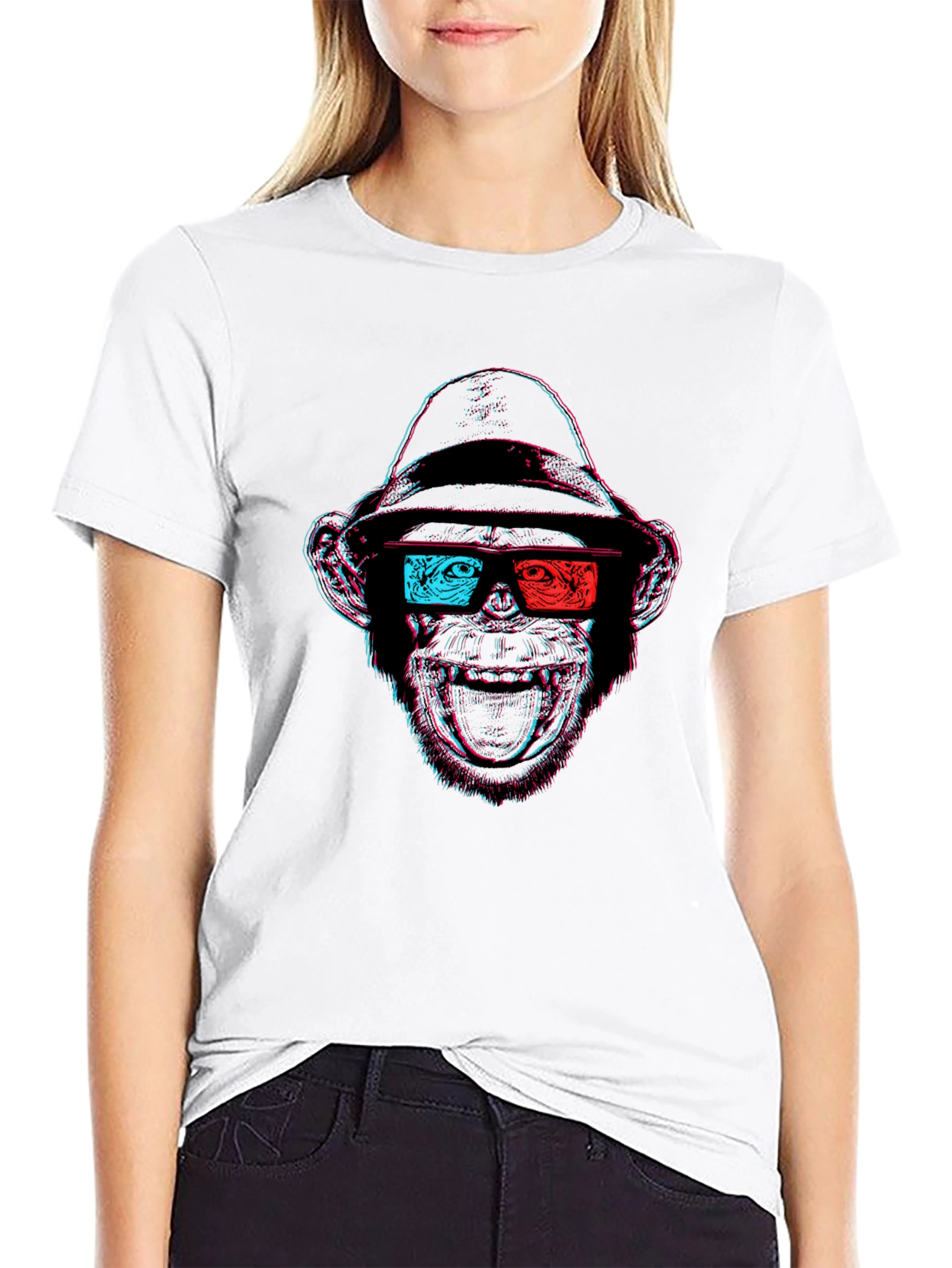 Cool 3D Monkey Graphic Black T-Shirt
