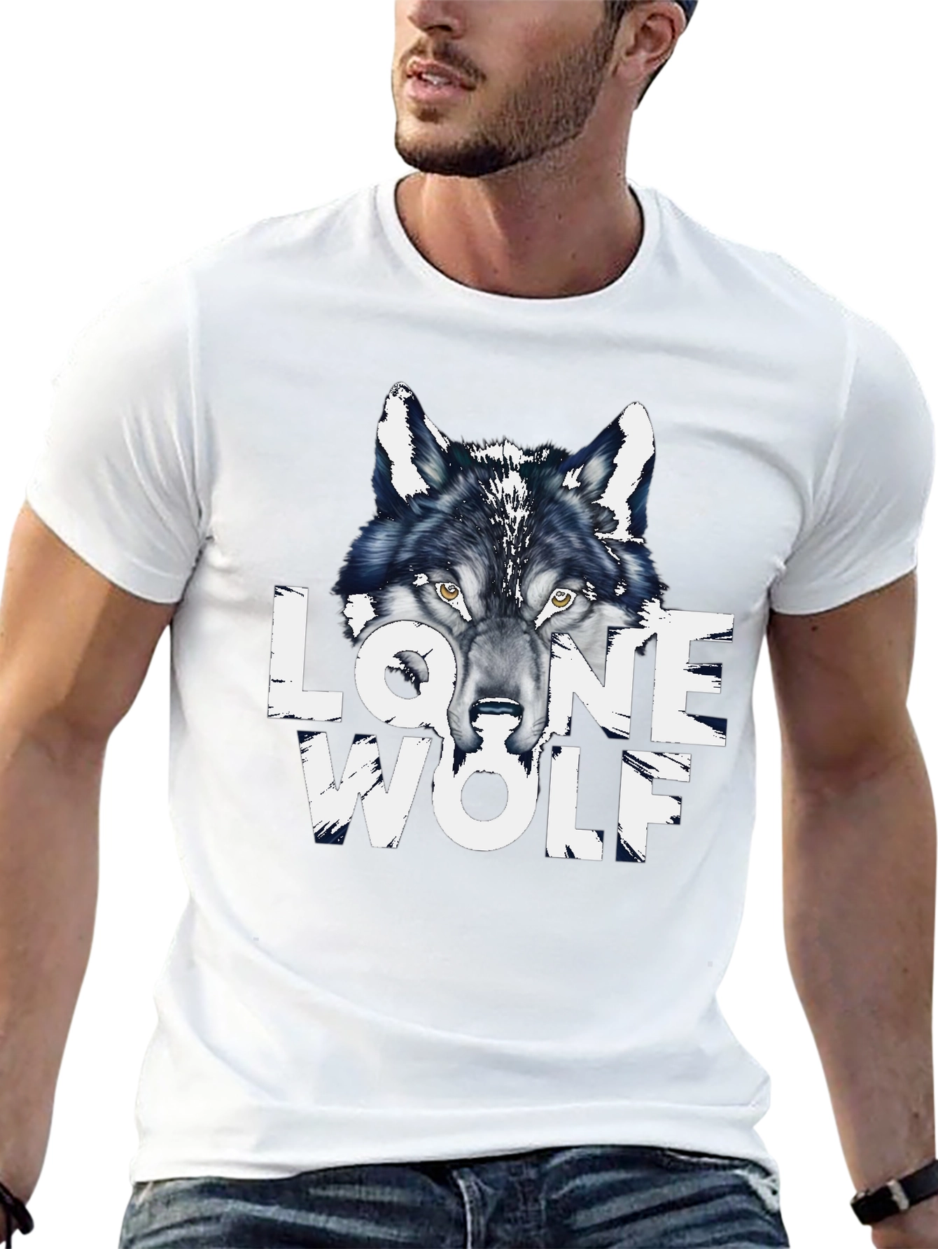 Lone Wolf Graphic Print Black T-Shirt