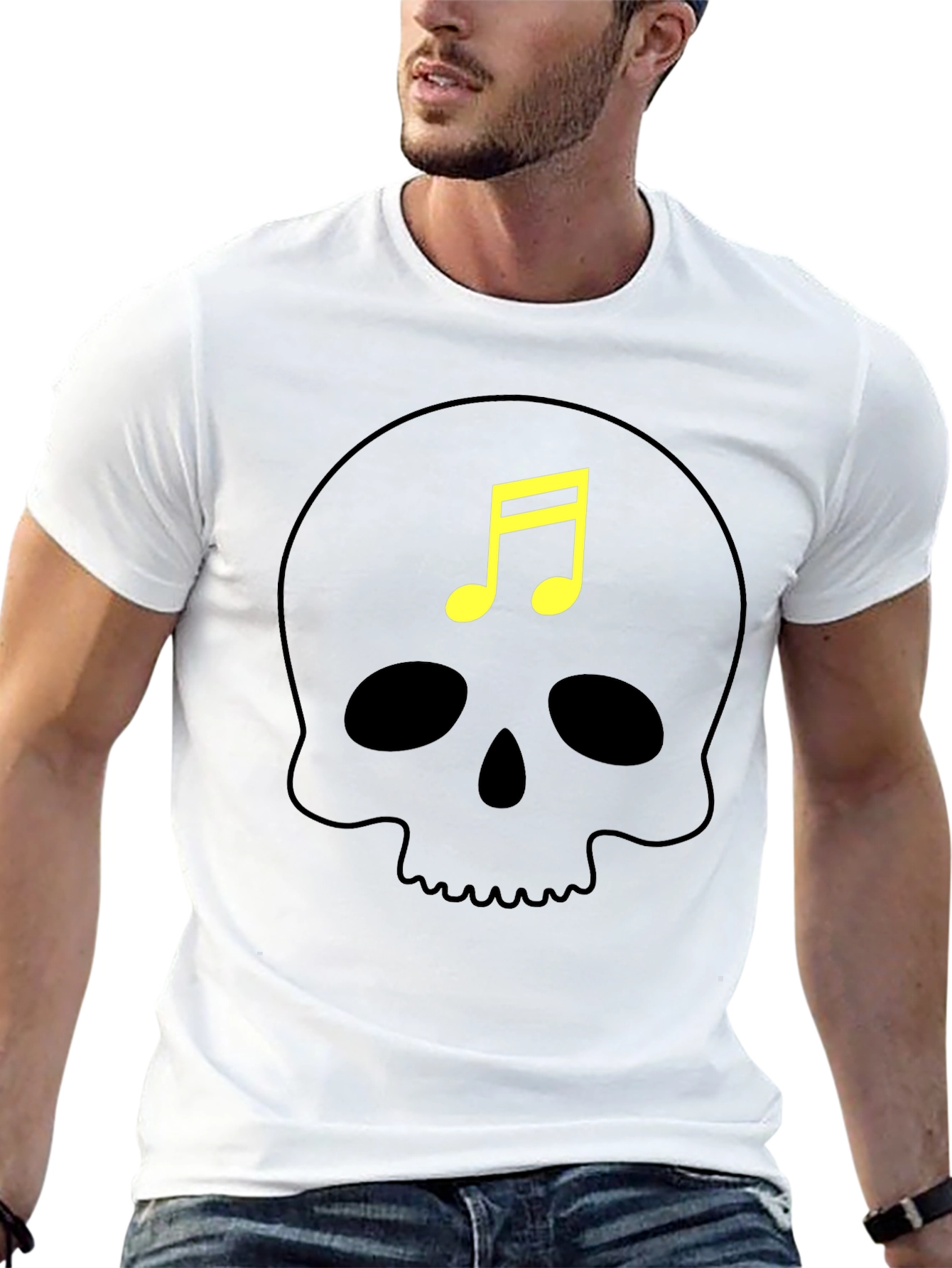 Skull Music Note Graphic T-Shirt