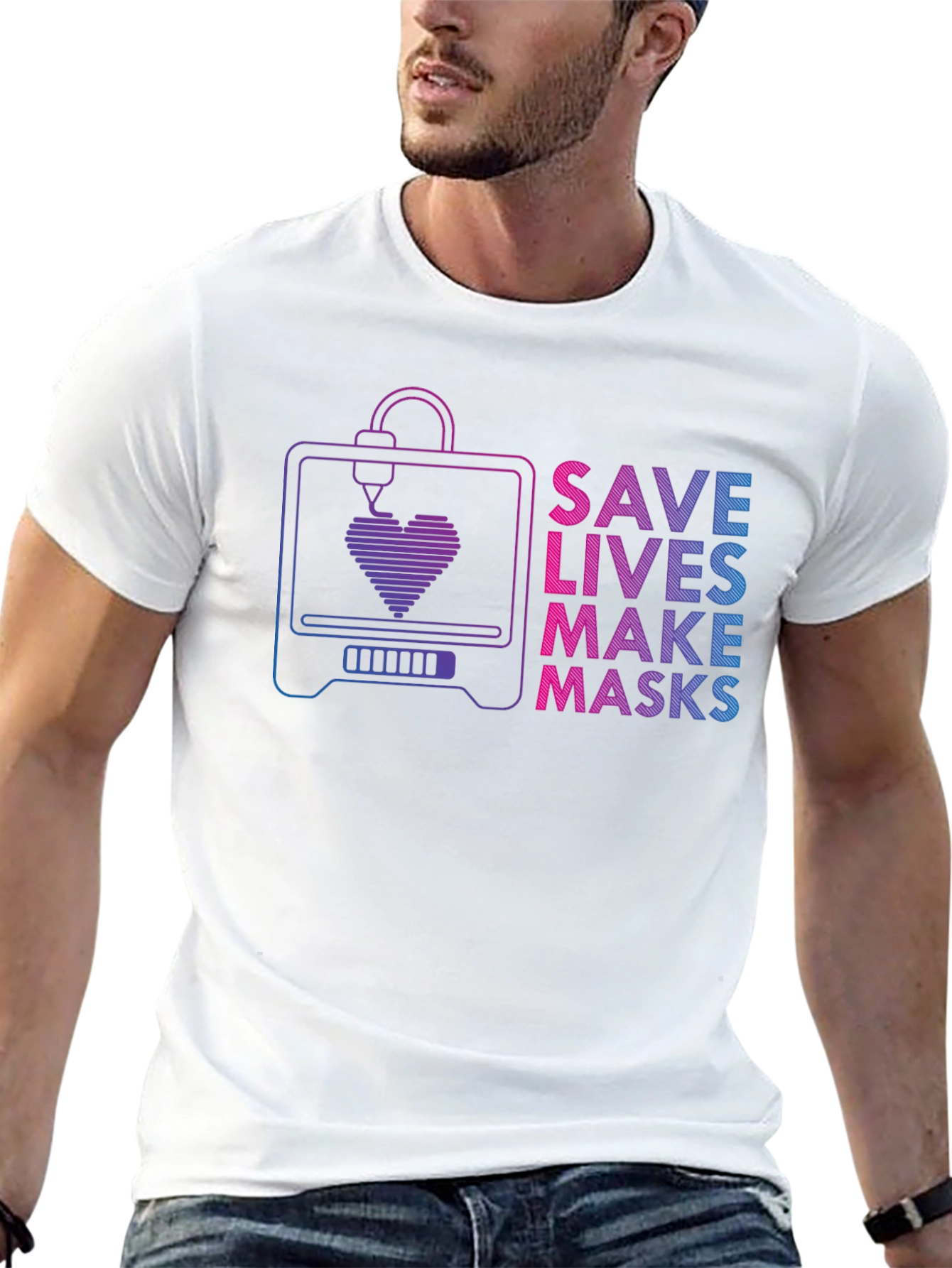 Save Lives Make Masks 3D Printer T-Shirt