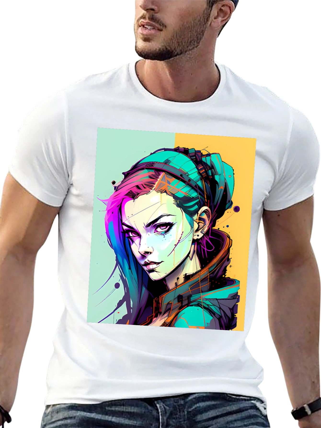 Edgy Anime Art Graphic Tee - Unisex Black T-Shirt