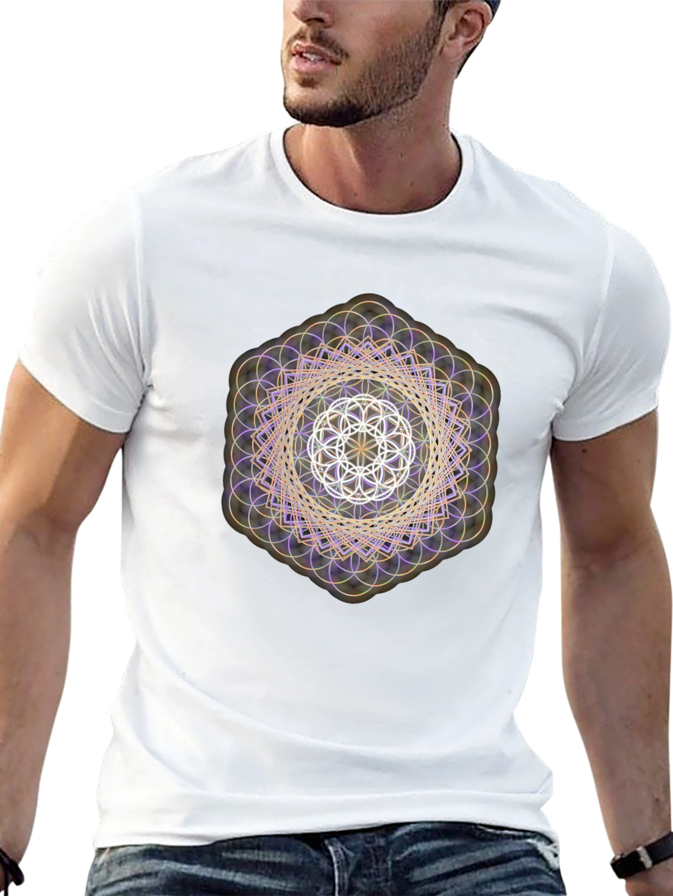 Geometric Pattern Tee - Artistic Design Soft Fabric