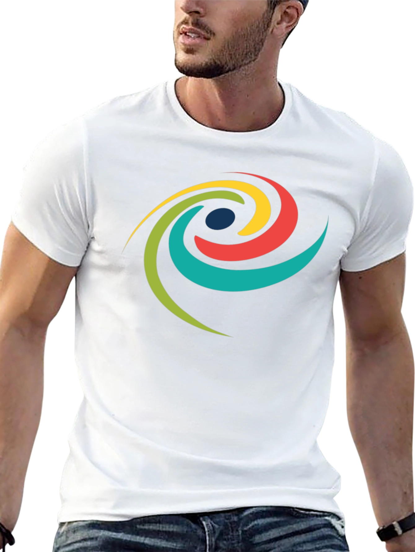 Modern Swirl Graphic Tee - Black Cotton T-Shirt