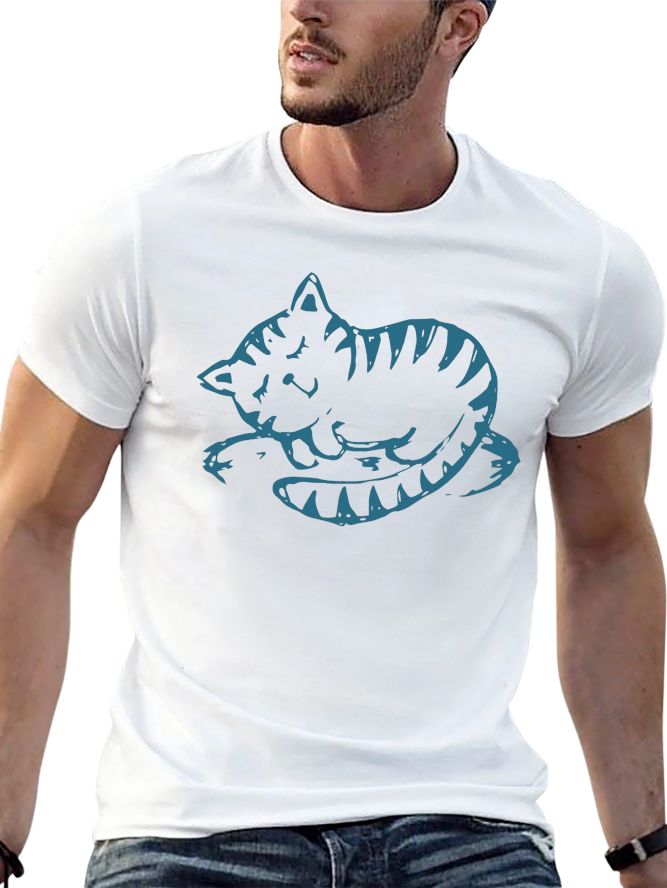 Cute Cat Graphic Tee - Black
