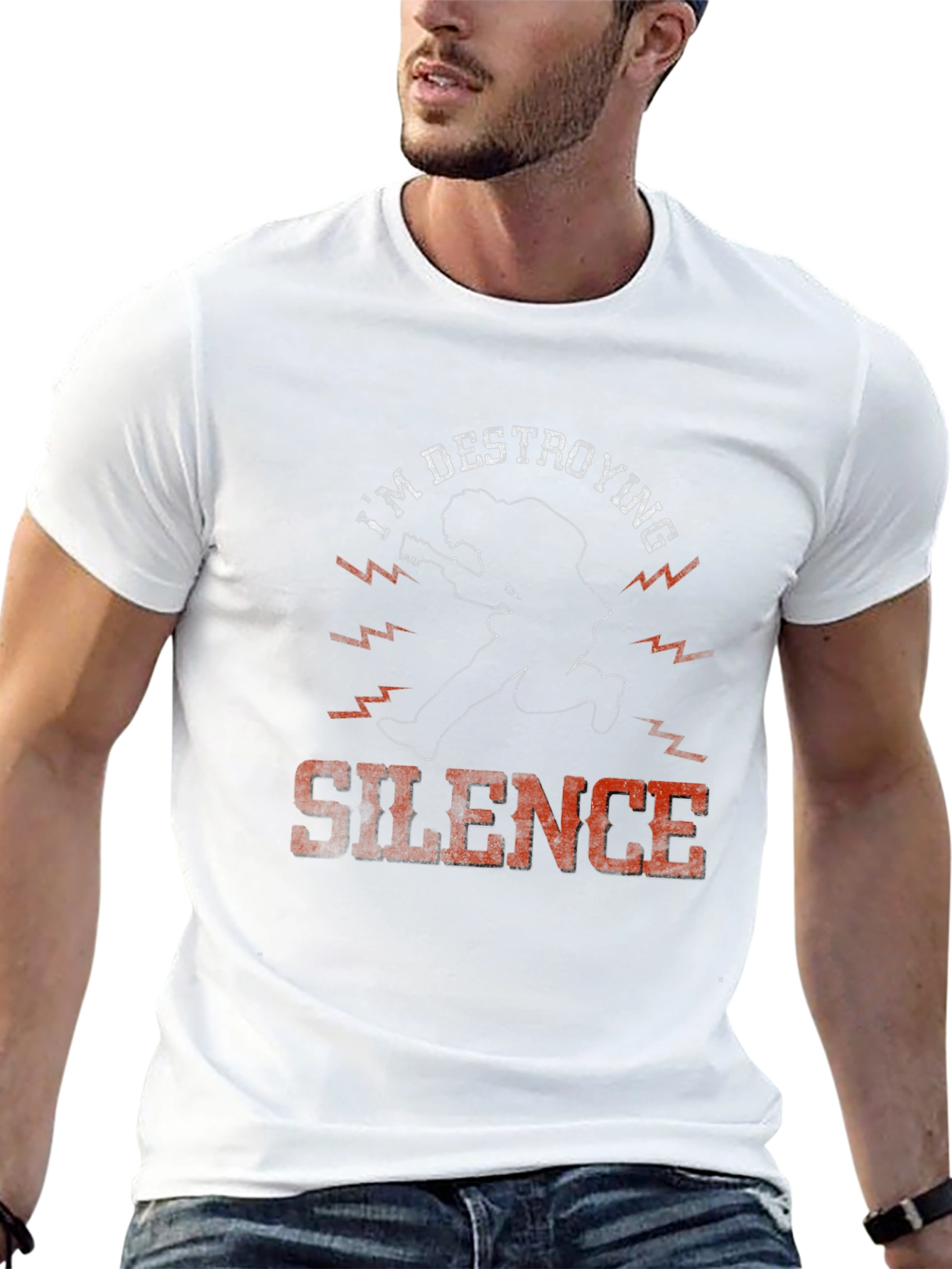 Im Destroying Silence Graphic Print Mens T-Shirt