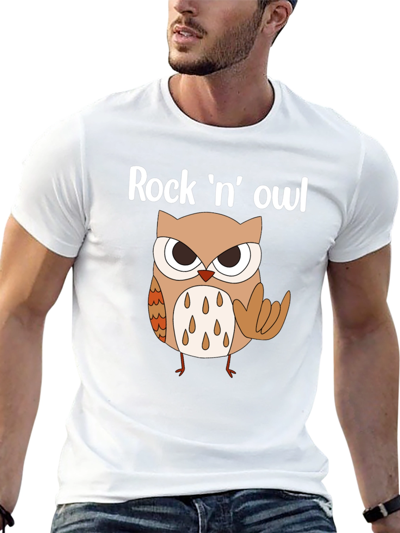 Rock n Owl Graphic Tee - Mens Black T-Shirt