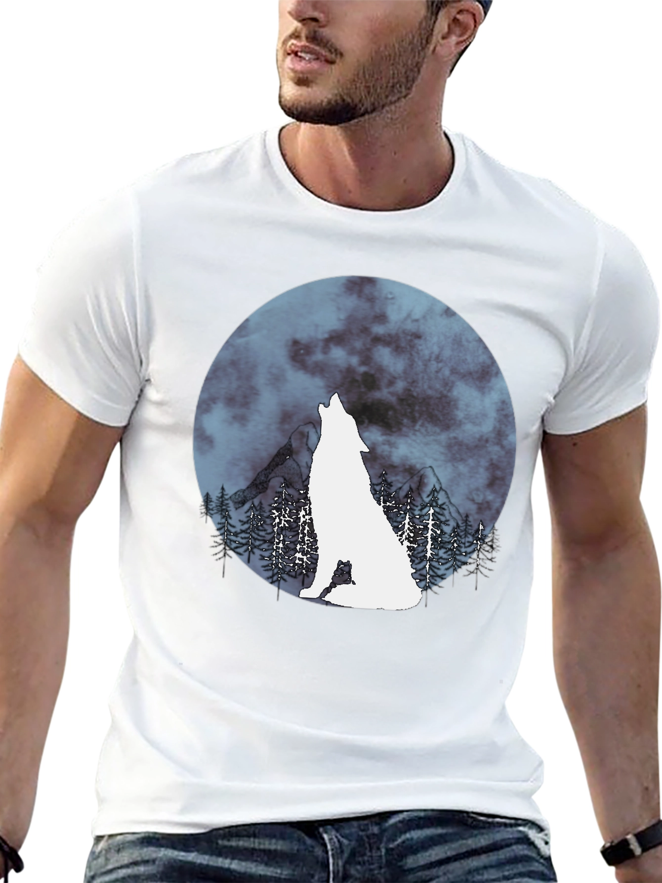 Wolf Moon Graphic Tee - Stylish Mens Shirt
