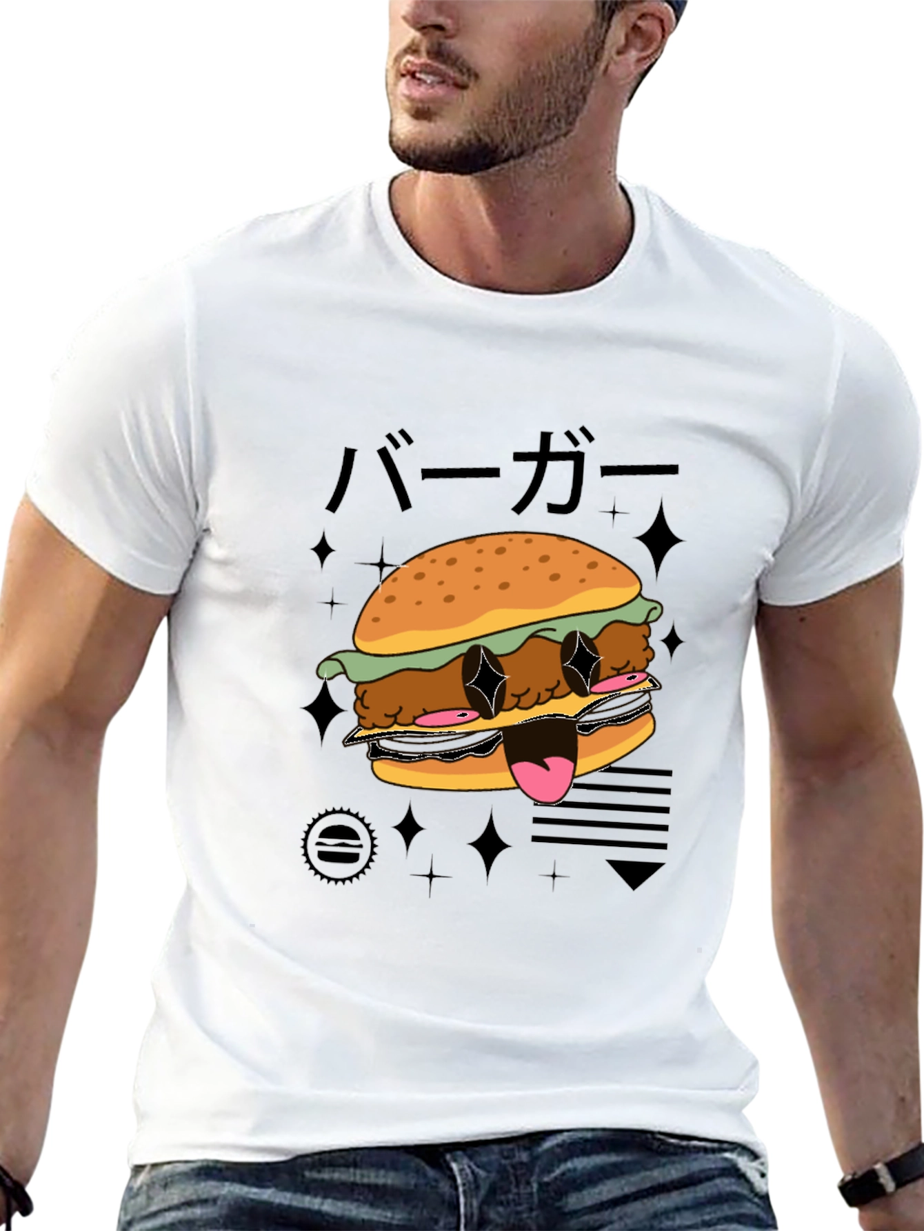 Cool Burger Graphic Black T-Shirt