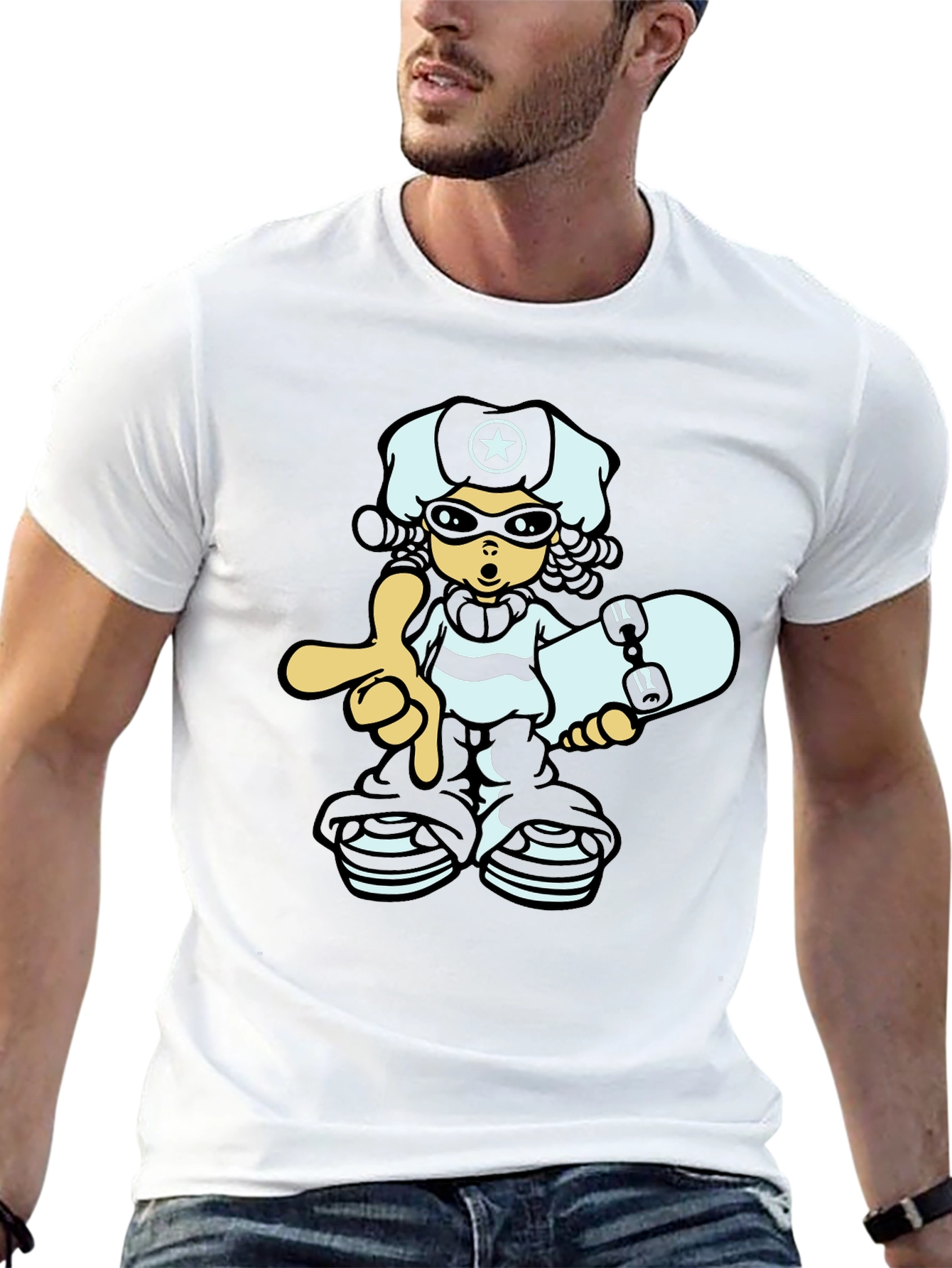 Cool Cartoon Graphic Black T-Shirt