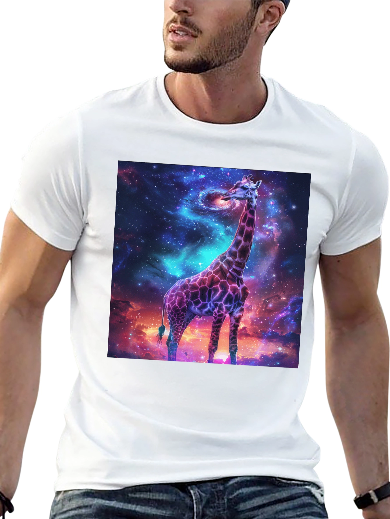 Galaxy Giraffe Black T-Shirt