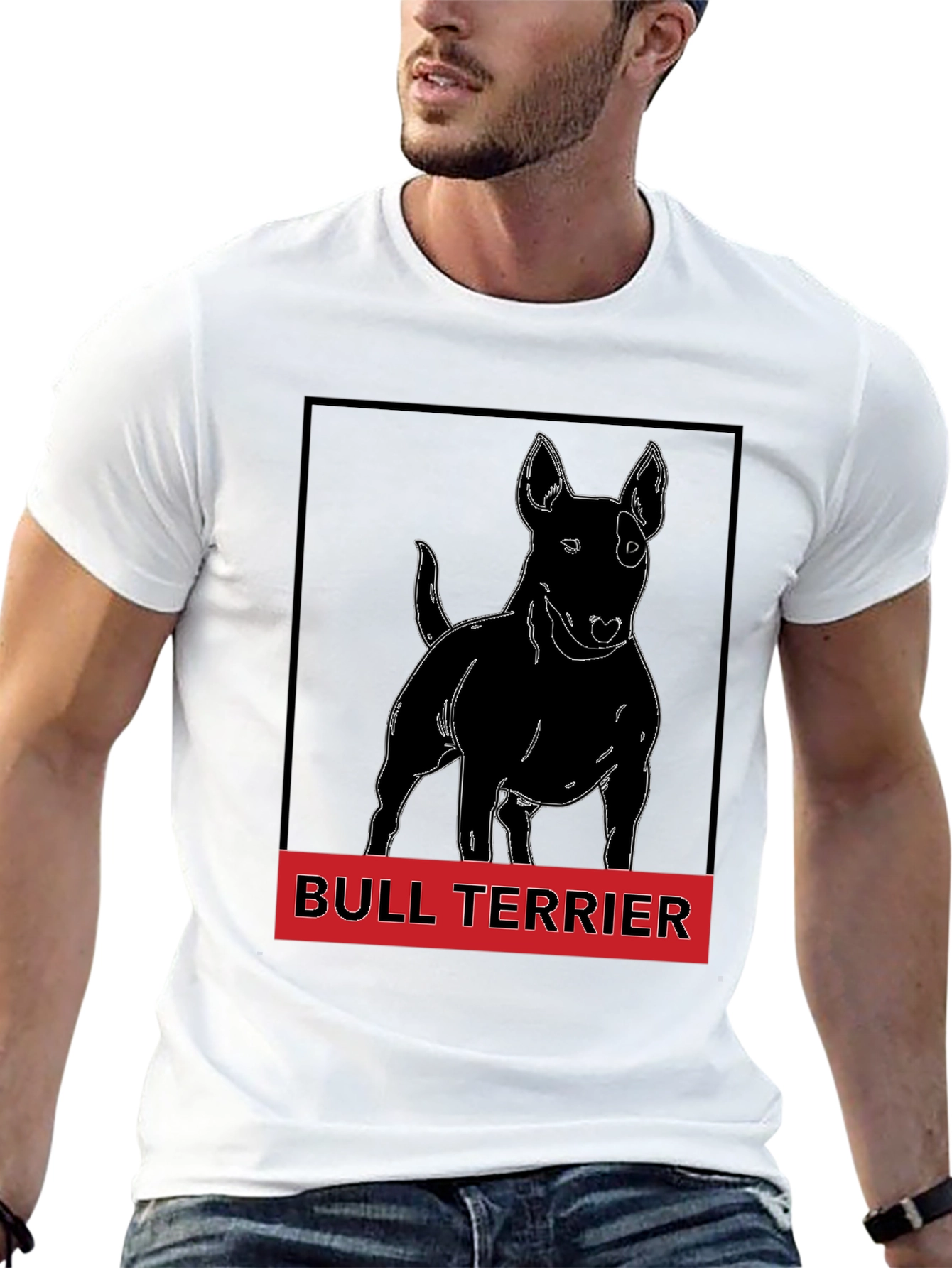 Bull Terrier Graphic Tee - Black Cotton T-Shirt