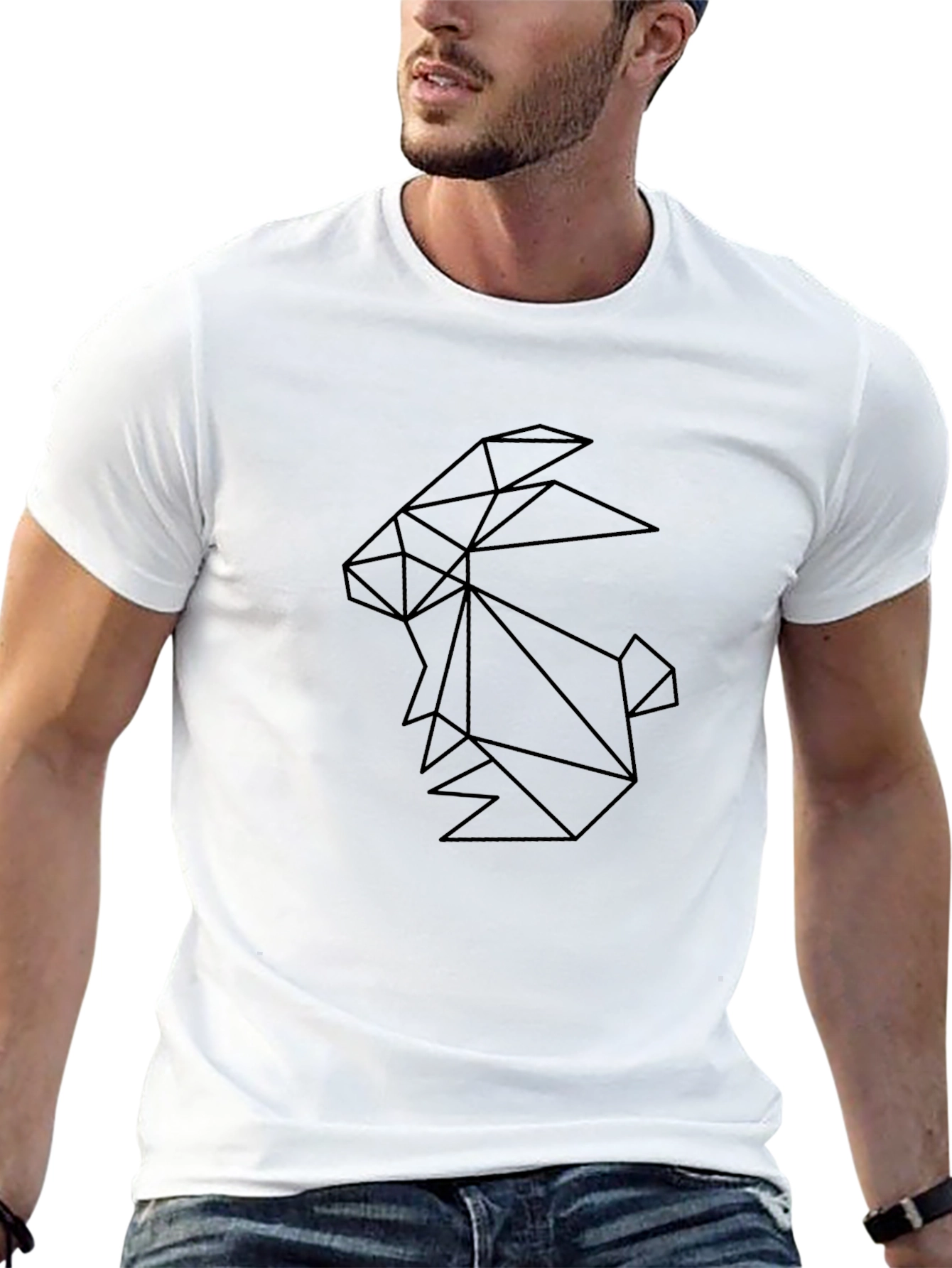 Geometric Rabbit Graphic Tee - Stylish Modern Design