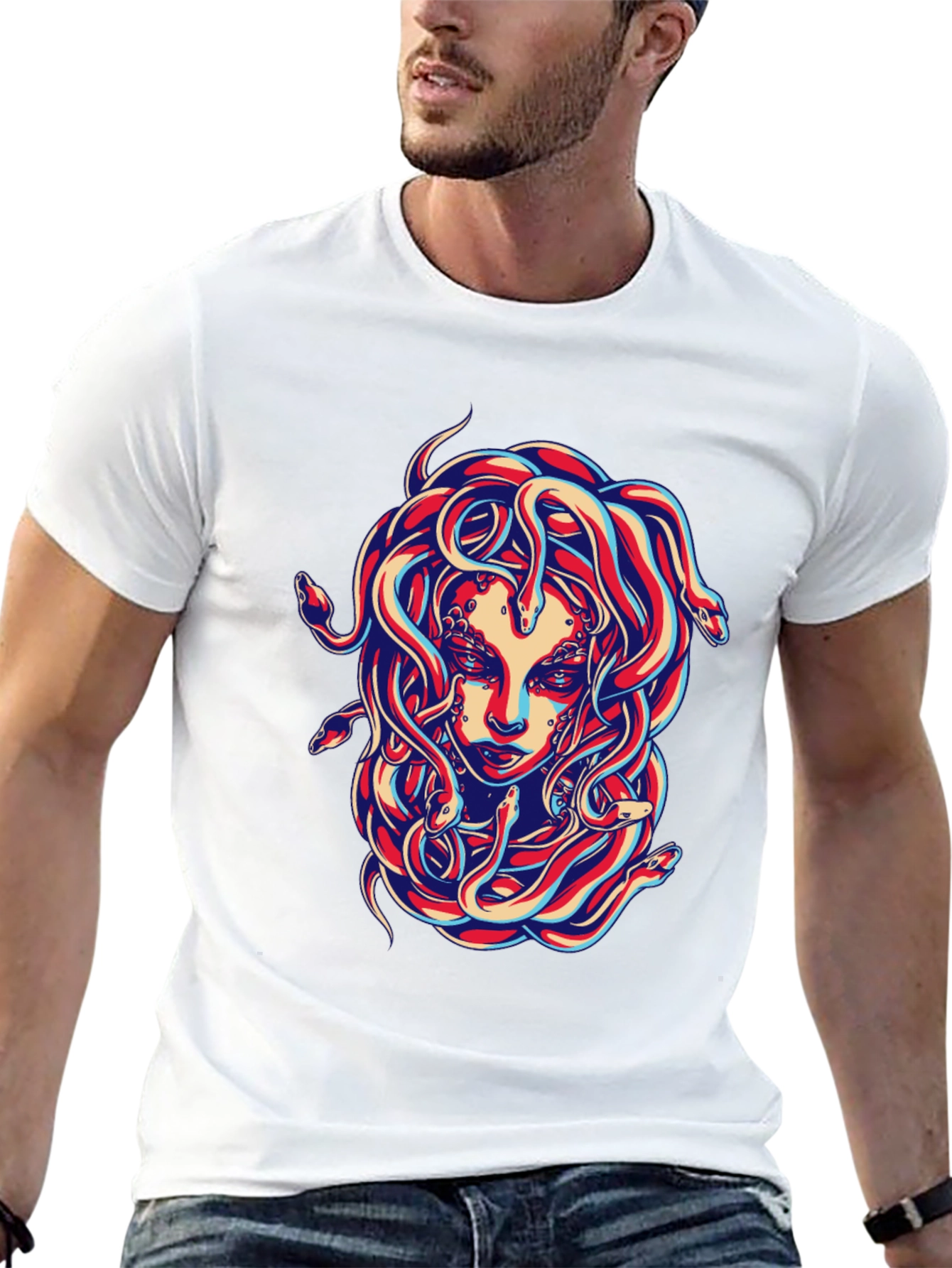 Medusa Graphic Tee - Bold Snake Design!