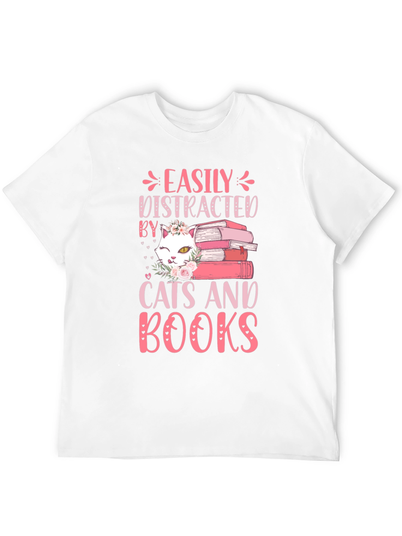 Easily Distracted By Cats and Books Graphic Tee