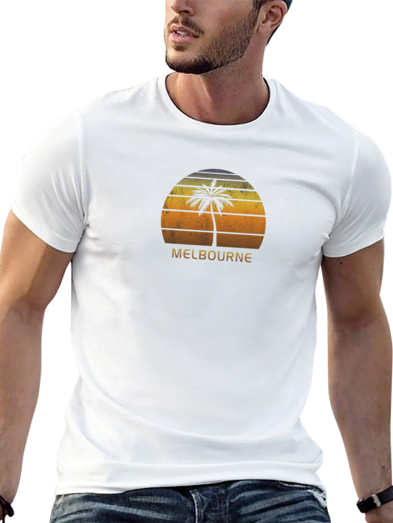 Melbourne Retro Sunset Palm Tree T-Shirt