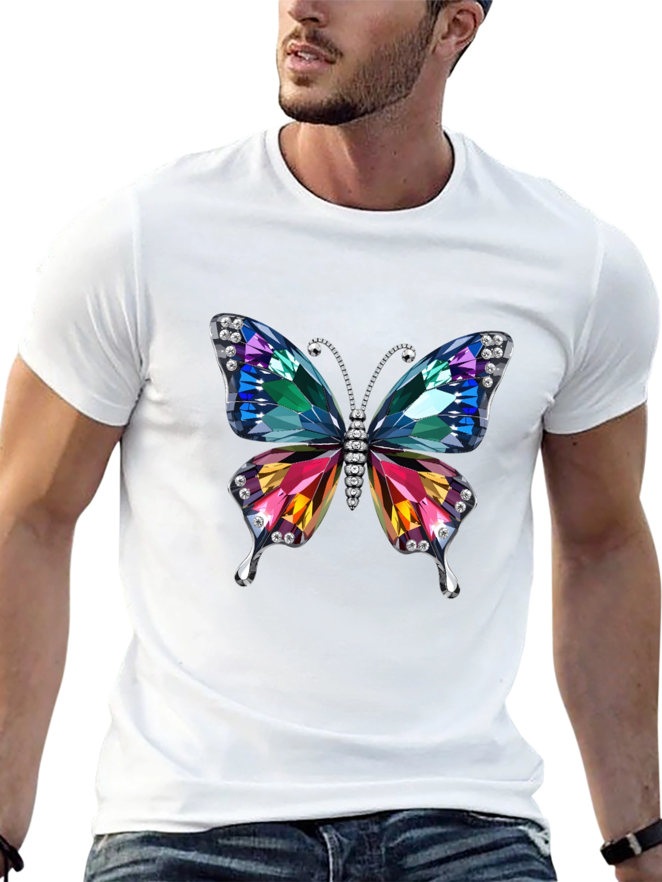 Butterfly Jewel Graphic Tee - Black