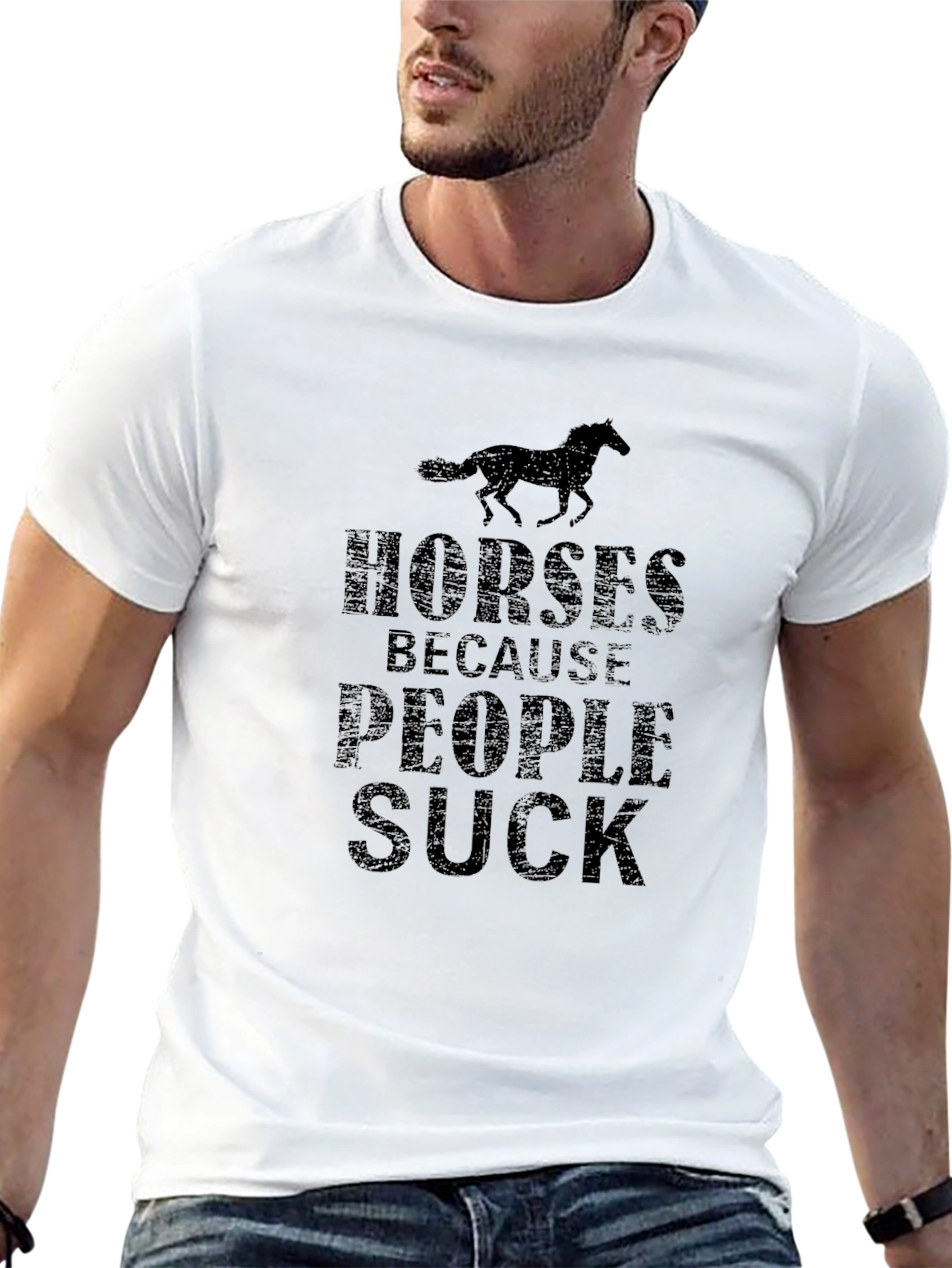 Horses Because People Suck Black T-Shirt