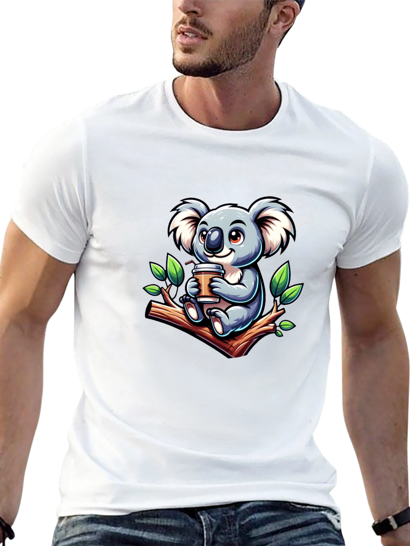 Koala Coffee T-Shirt - Cute Cartoon Design