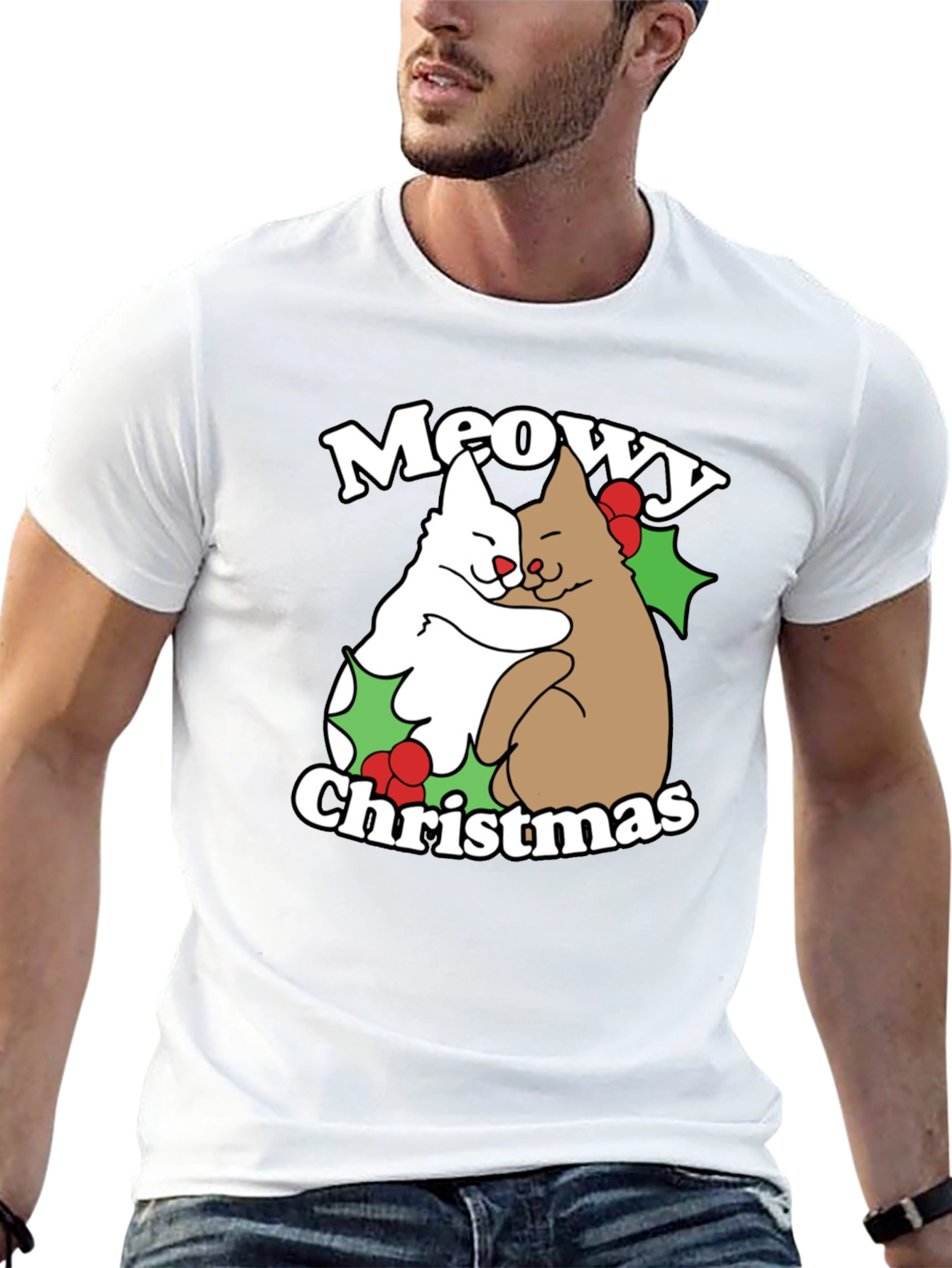 Meowy Christmas Cats T-Shirt Holiday Tee