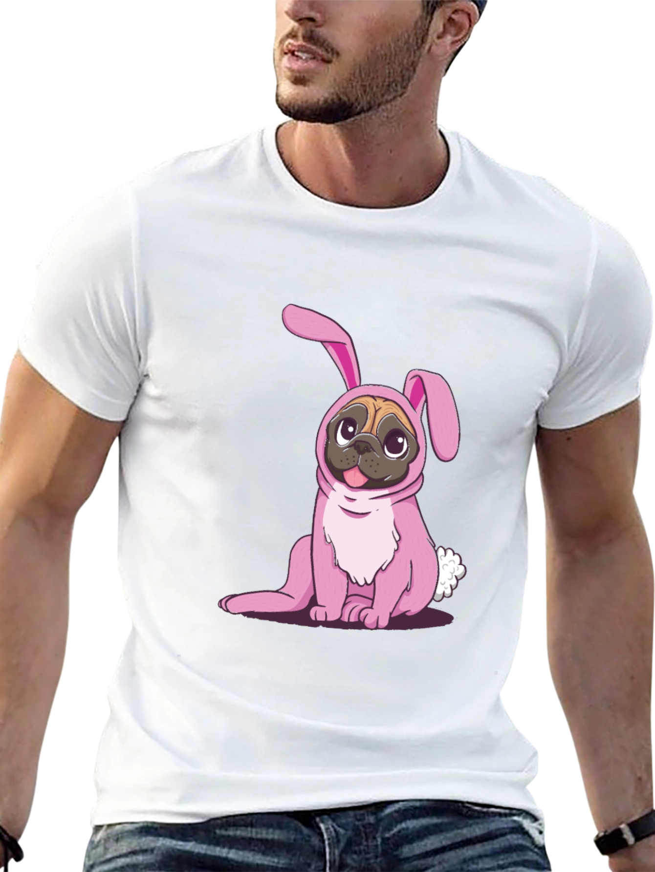 Pug Bunny Costume T-Shirt - Easter Fun