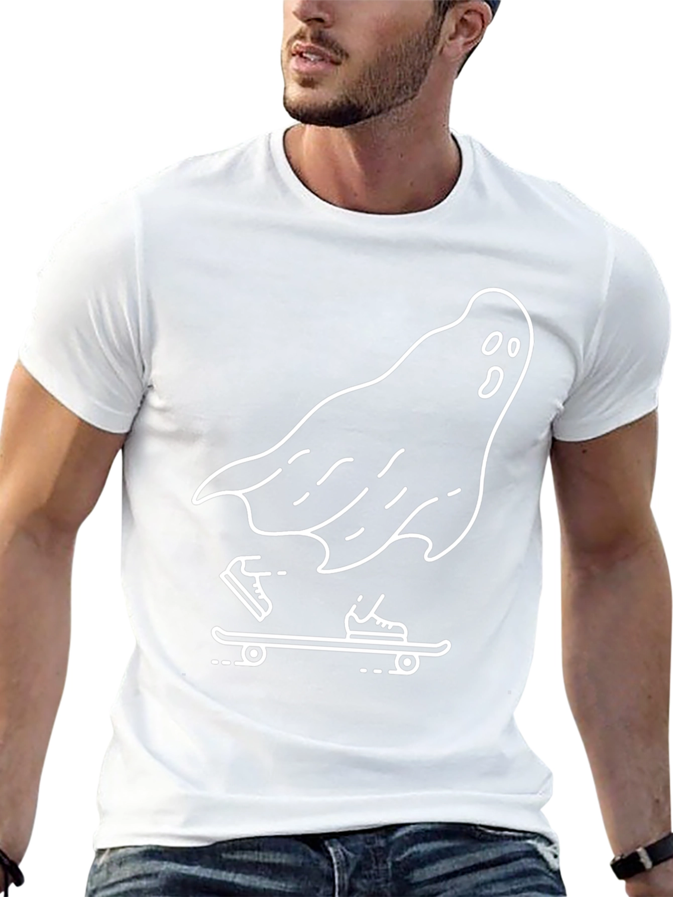 Ghost Skateboarder Graphic Tee - Black