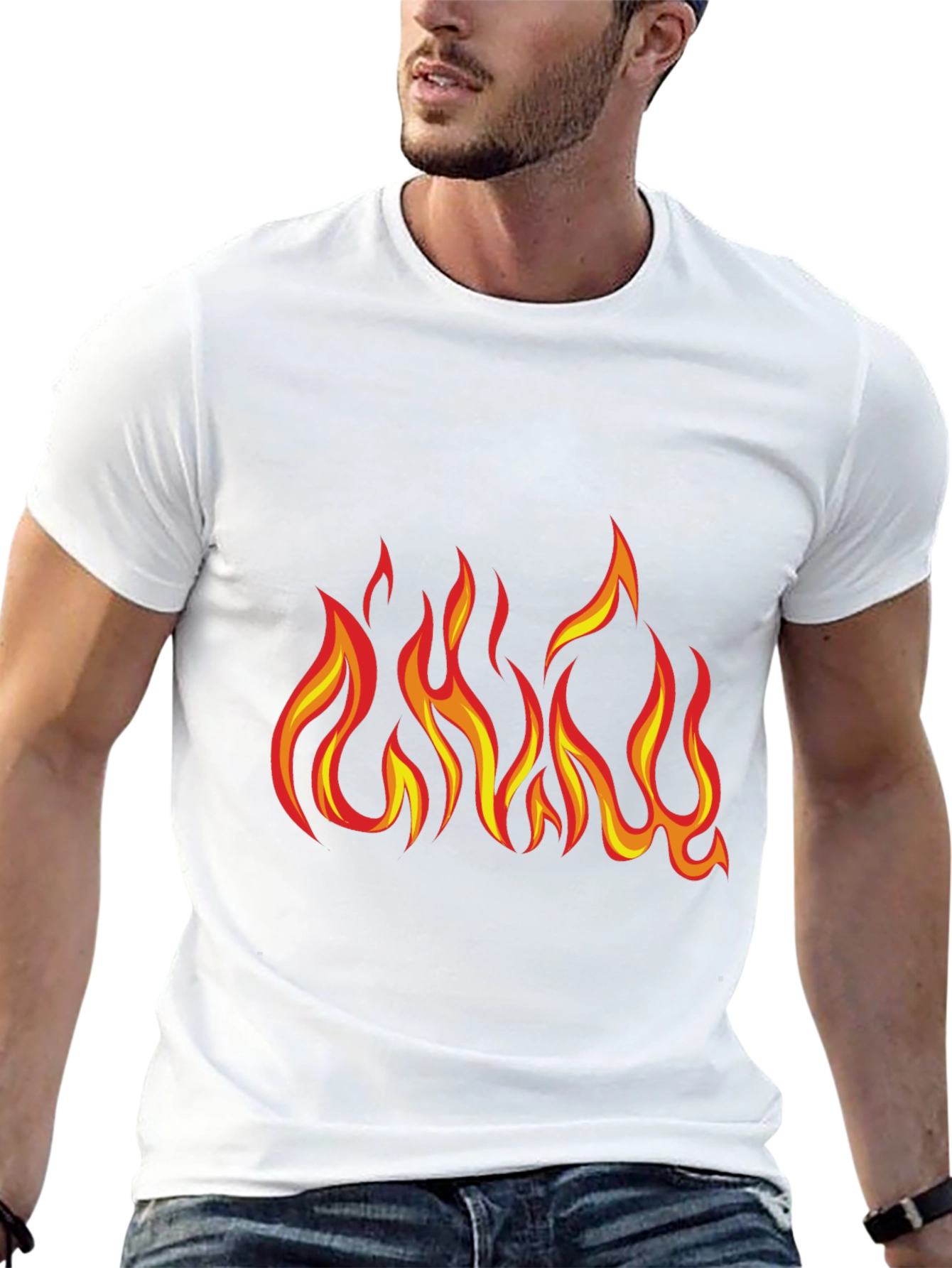 Fiery Flame Graphic T-Shirt - Bold Black Tee