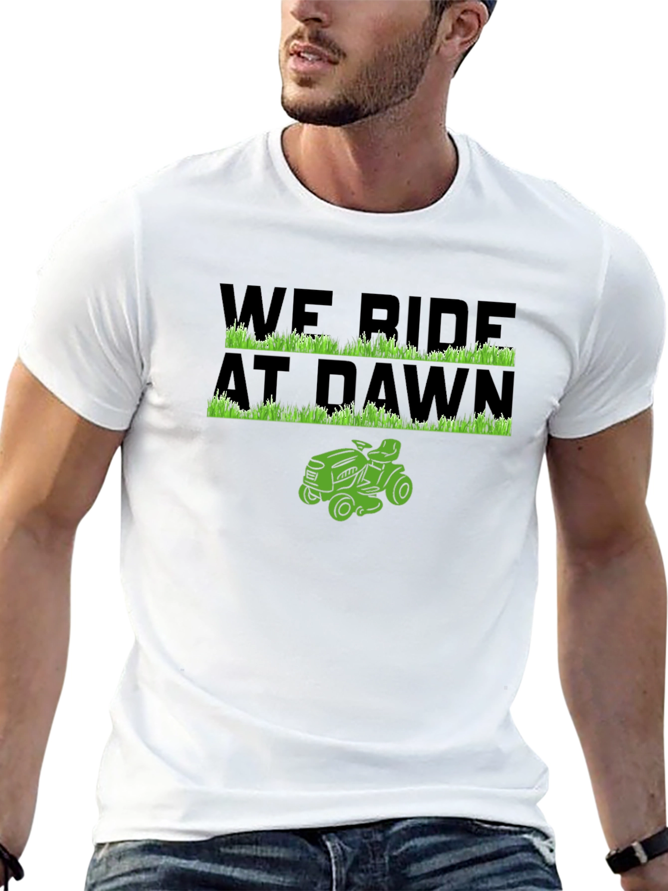We Ride at Dawn T-Shirt - Lawn Mower Design