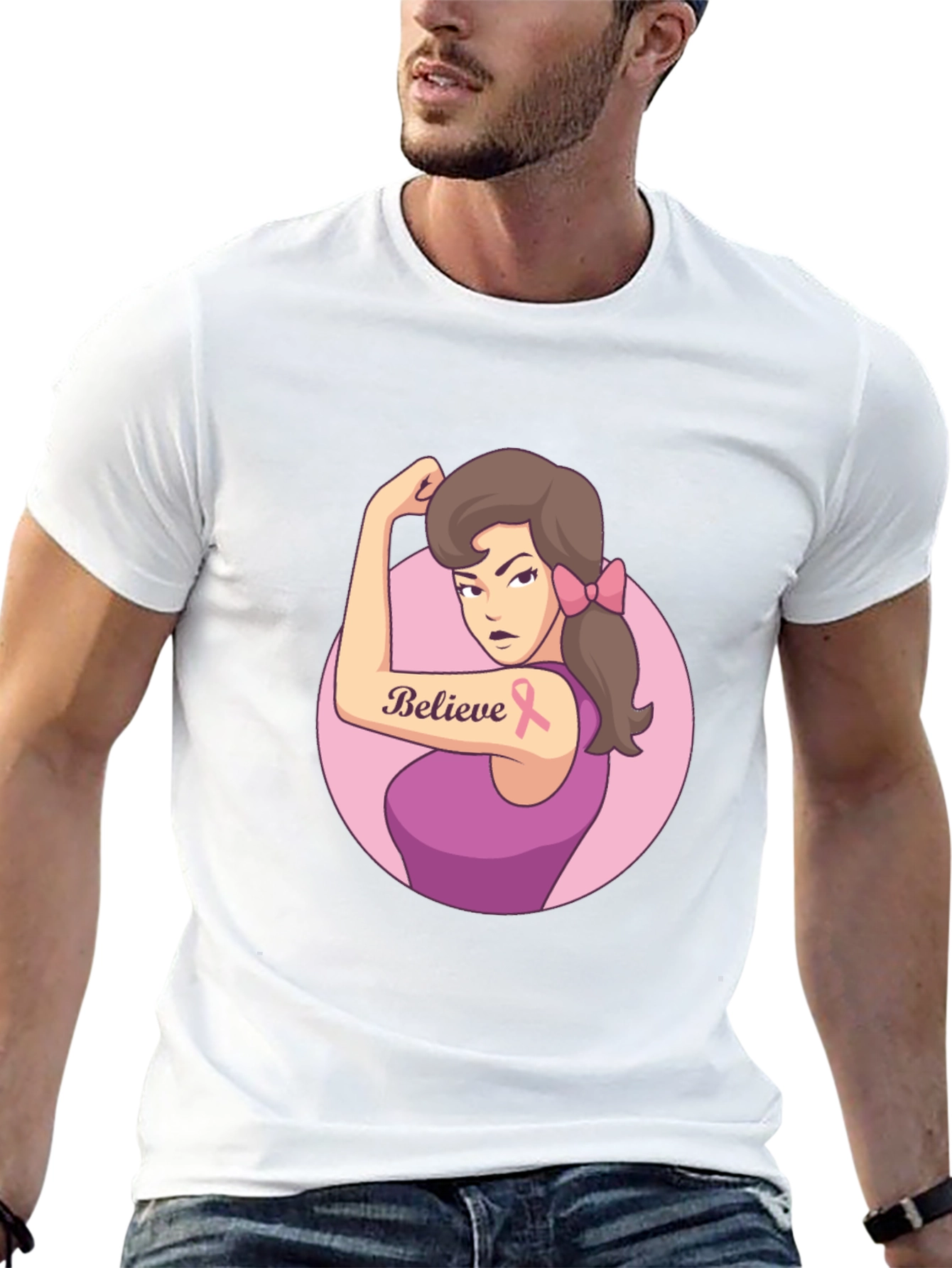 Believe Breast Cancer Awareness Black T-Shirt