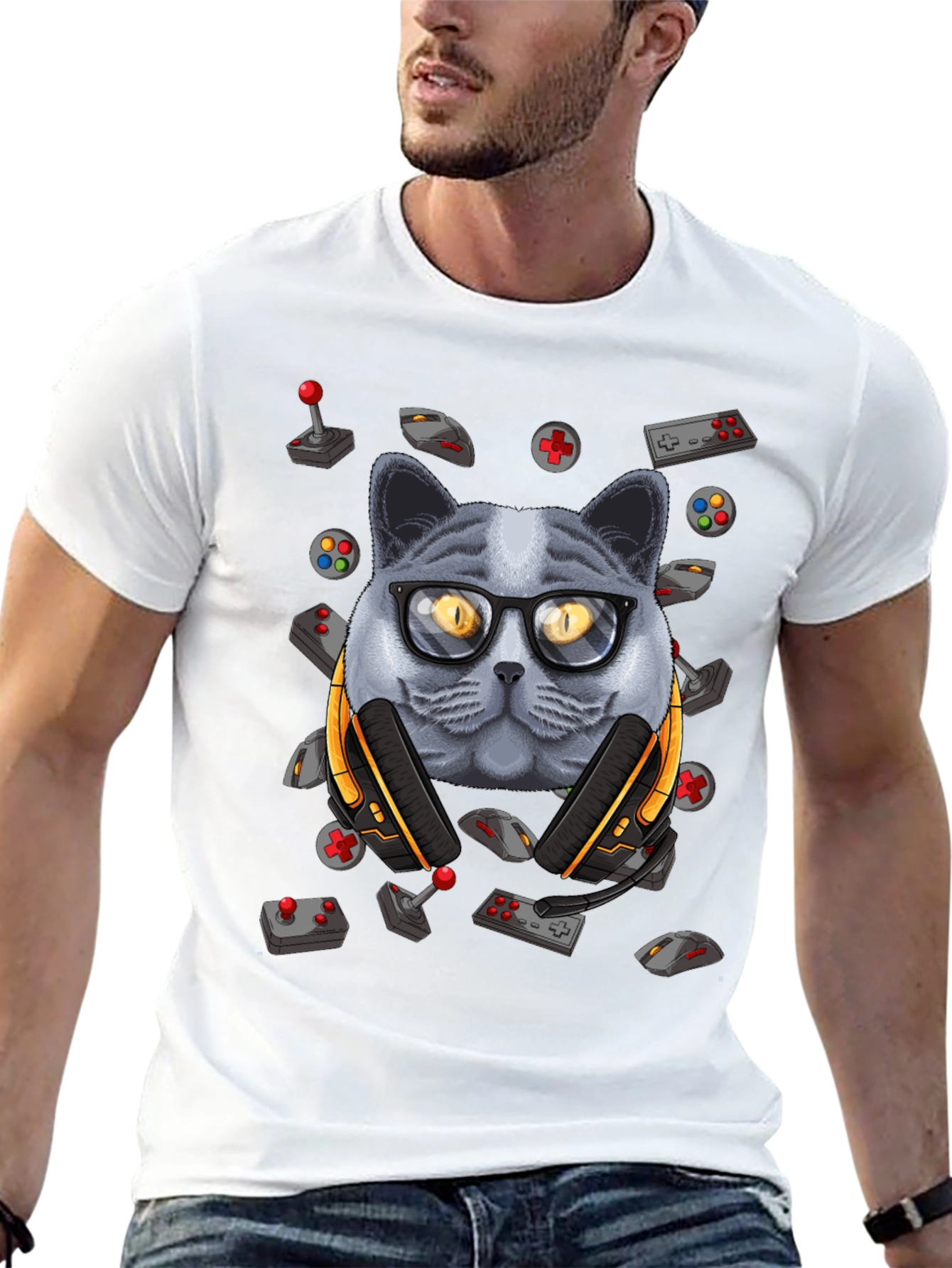 Gamer Cat T-Shirt - Geeky Style