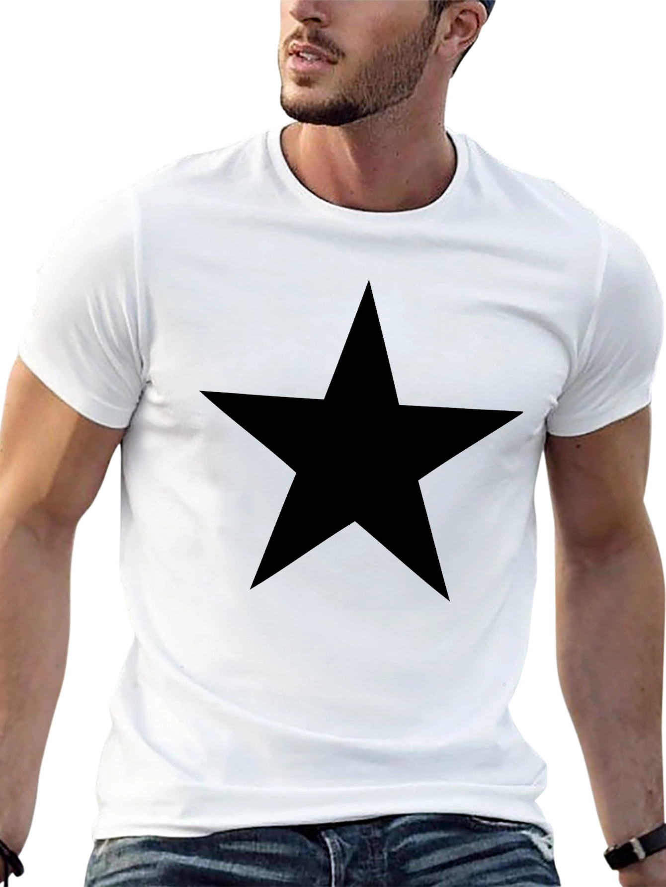 Mens Black Star Graphic T-Shirt
