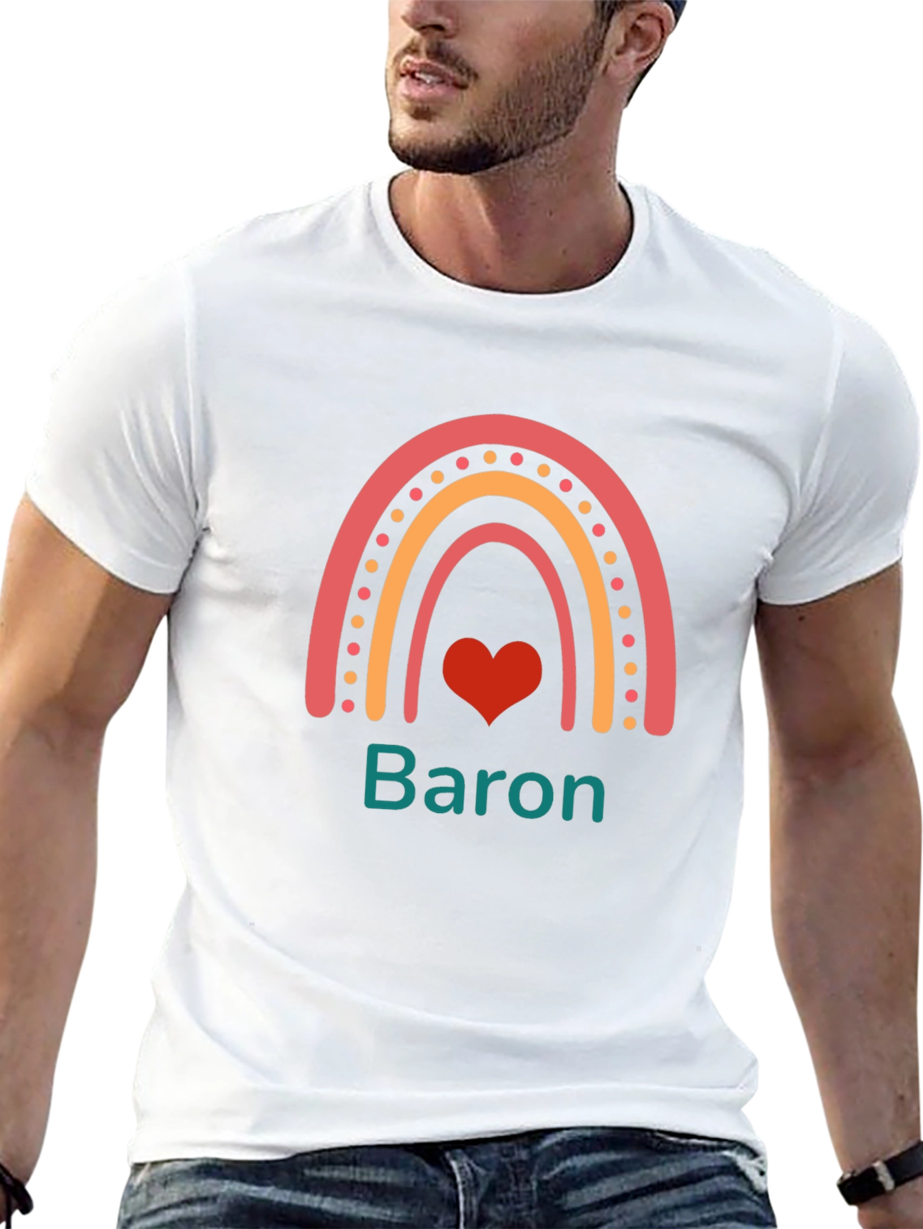 Baron Rainbow Heart Personalized T-Shirt
