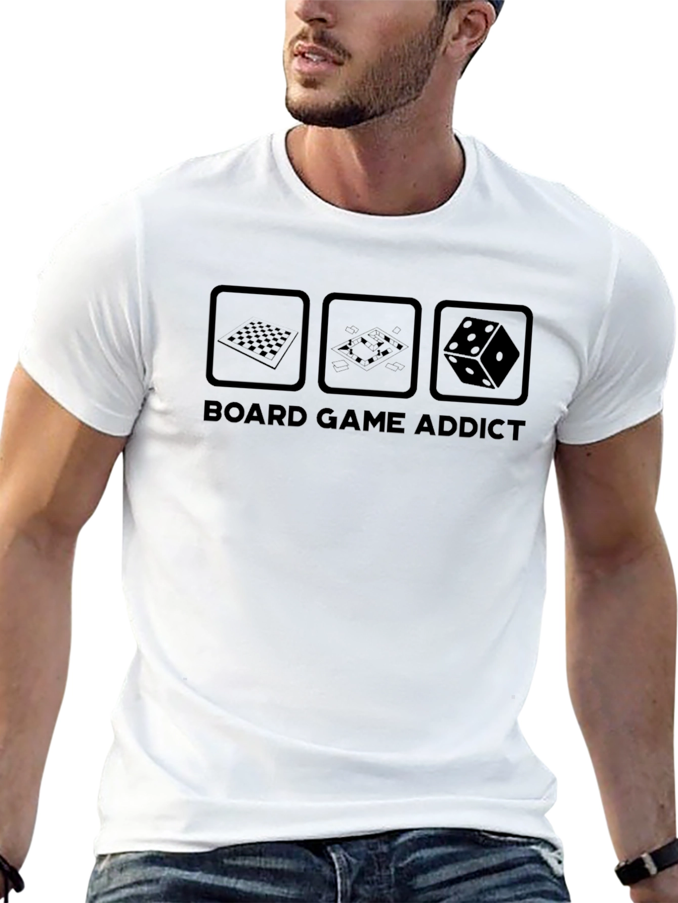 Board Game Addict T-Shirt - Black Cotton Tee