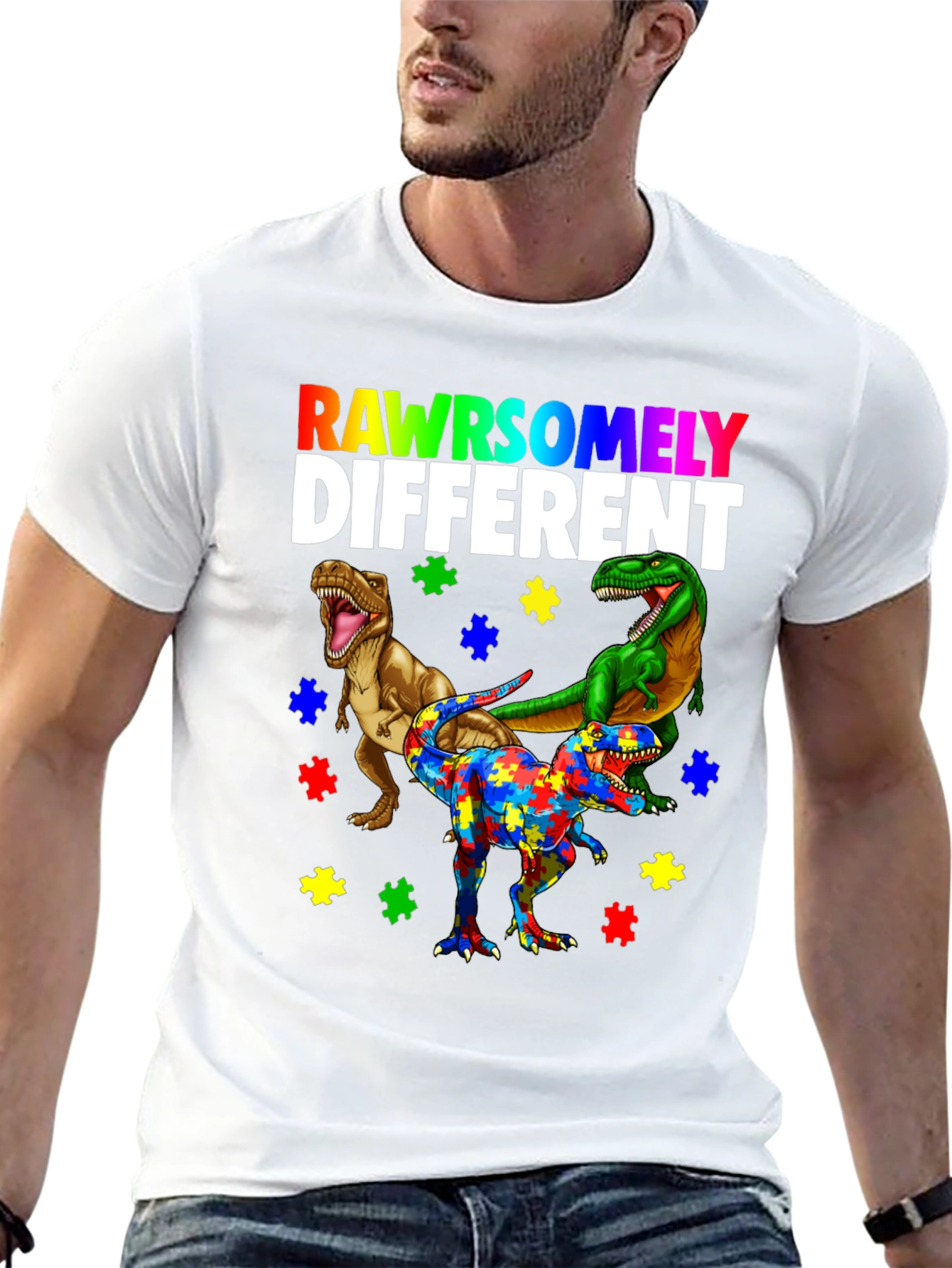 RAWRsomely Different Dinosaur Autism Awareness T-Shirt