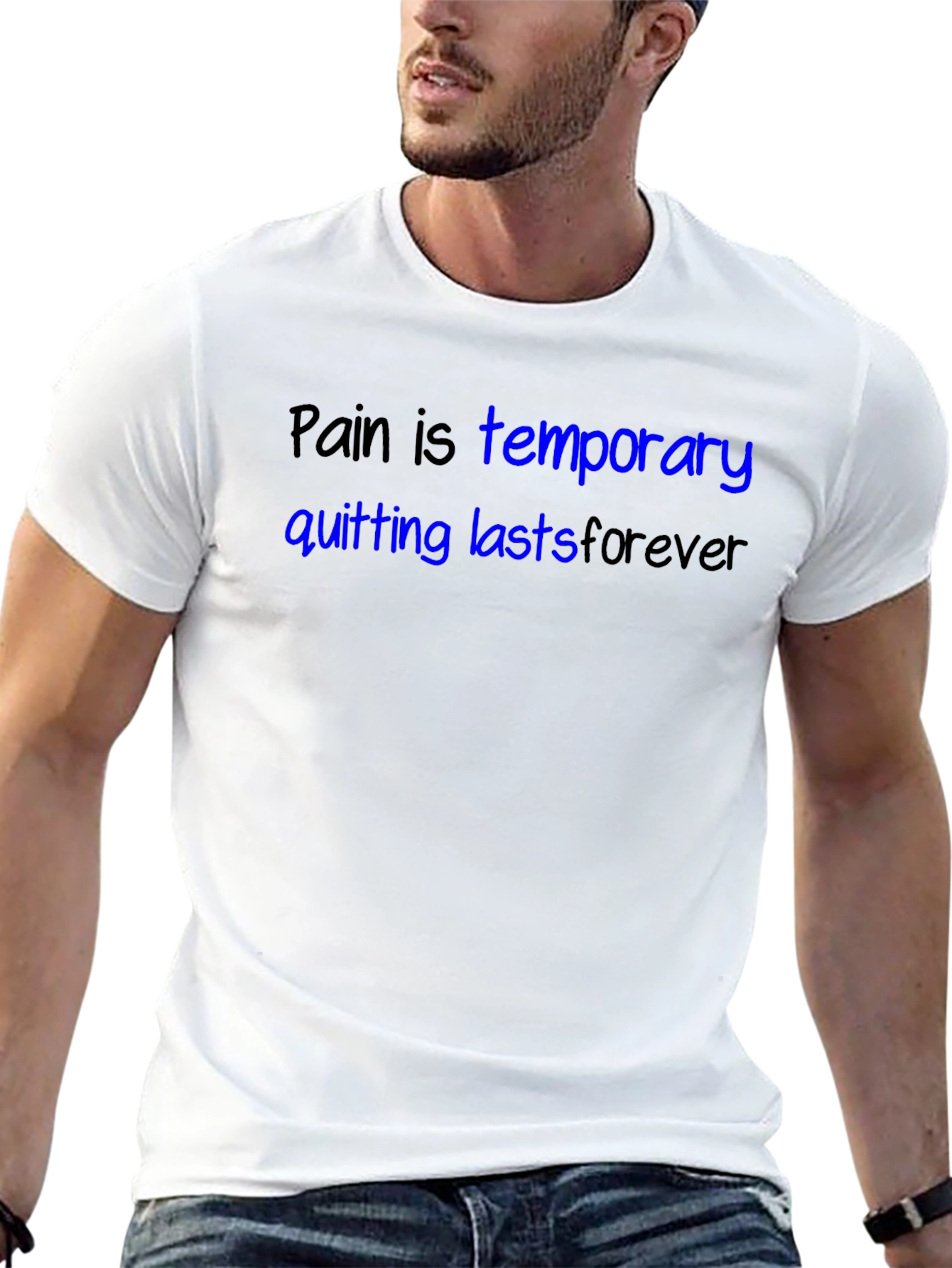 Motivational Pain is Temporary Black T-Shirt