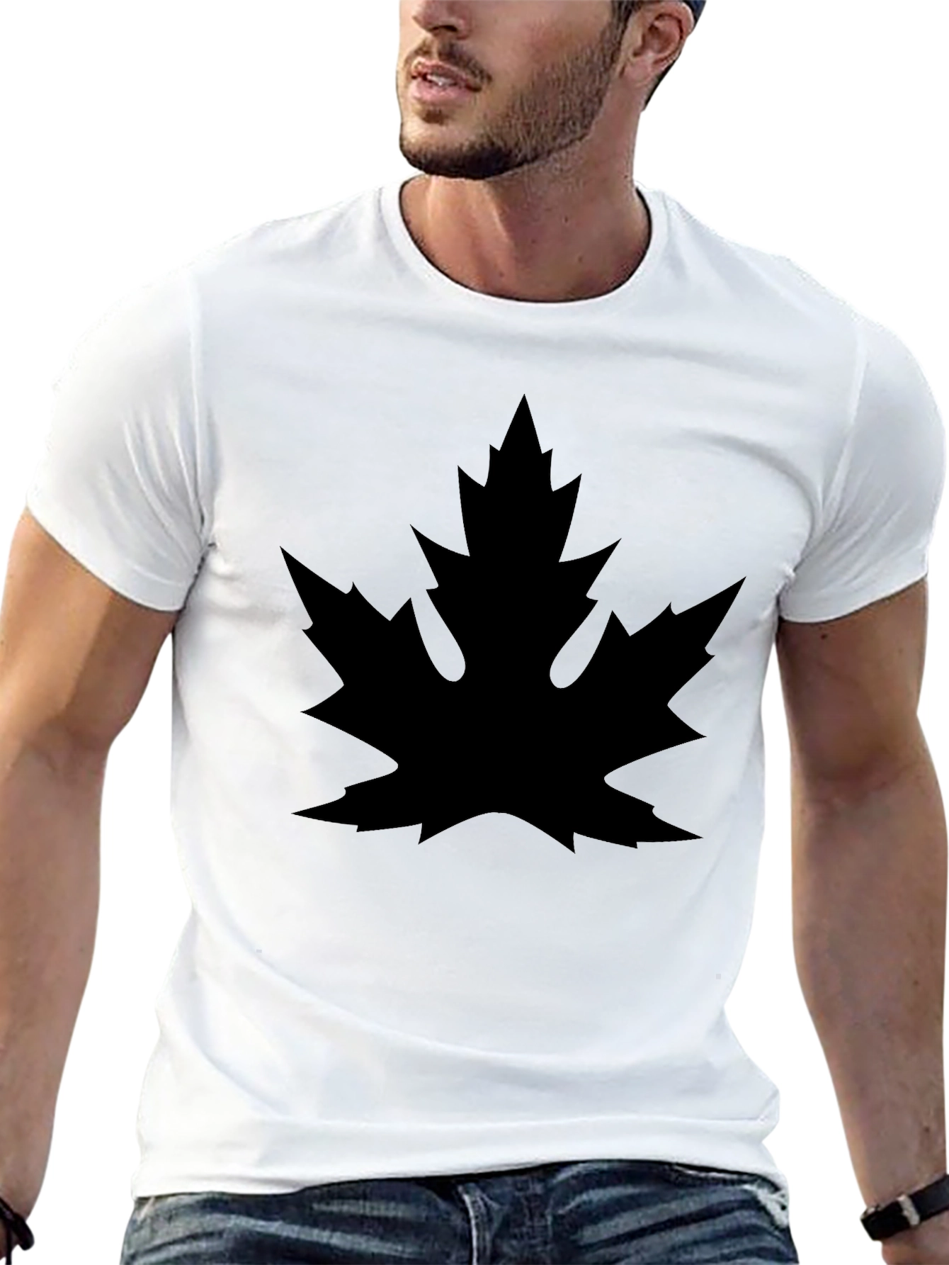 Black Leaf Graphic Tee - Casual Style