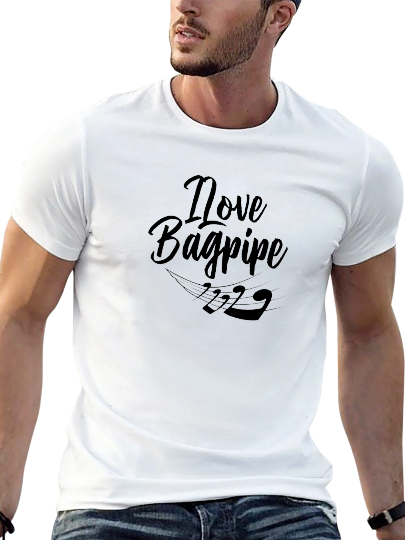 I Love Bagpipes Black T-Shirt