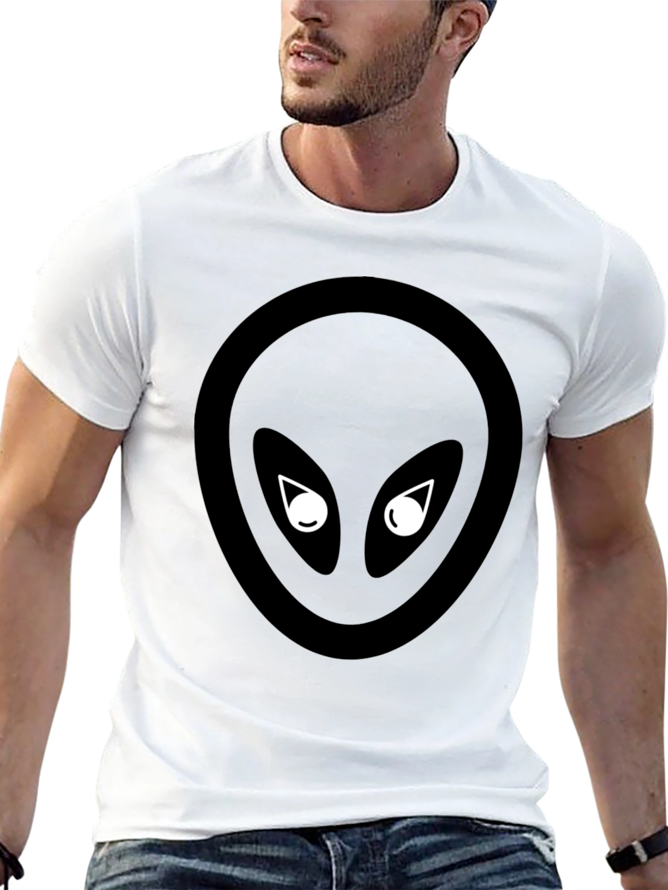 Black Alien Graphic Tee - Extraterrestrial Style